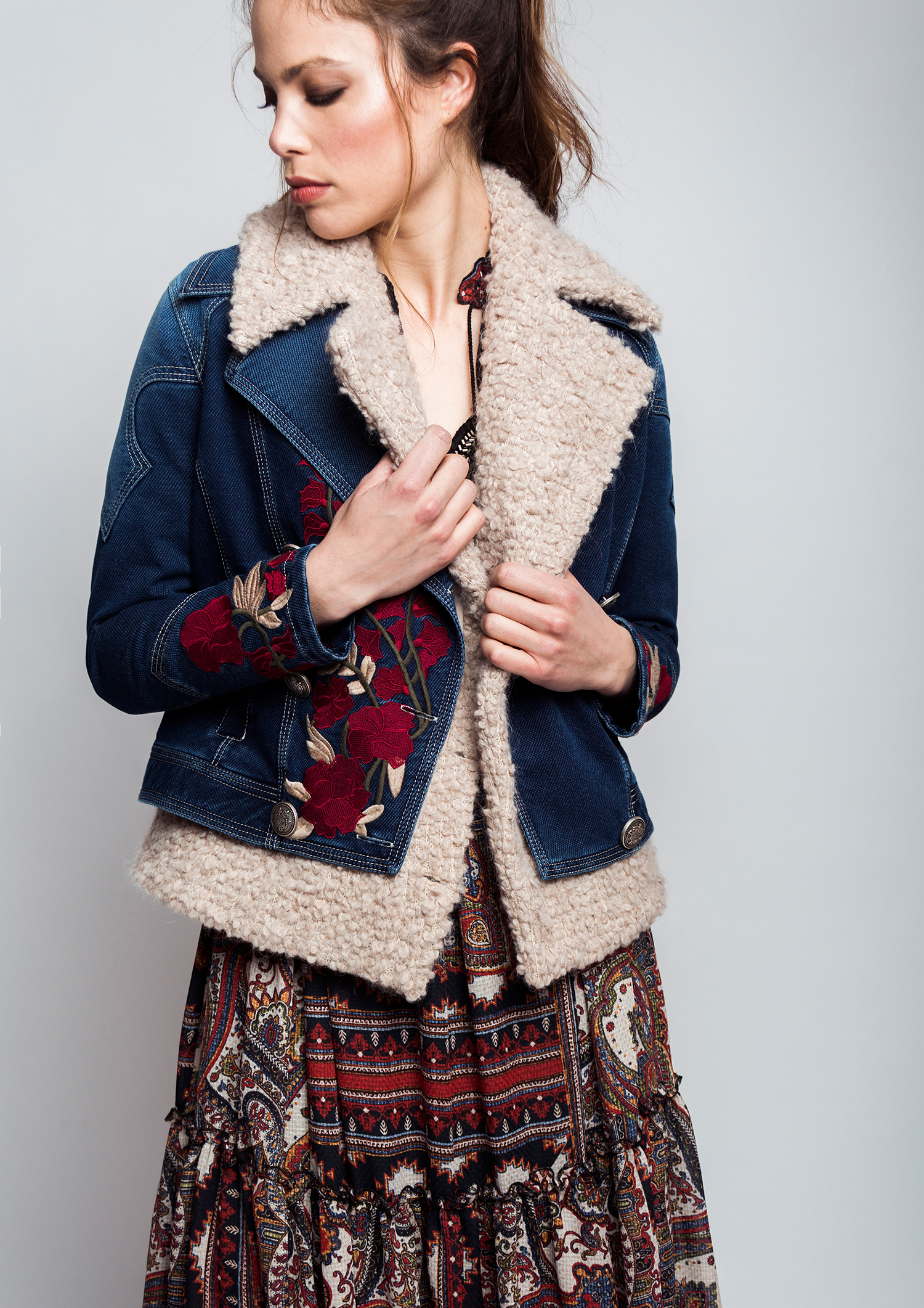 Embroidered denim jacket