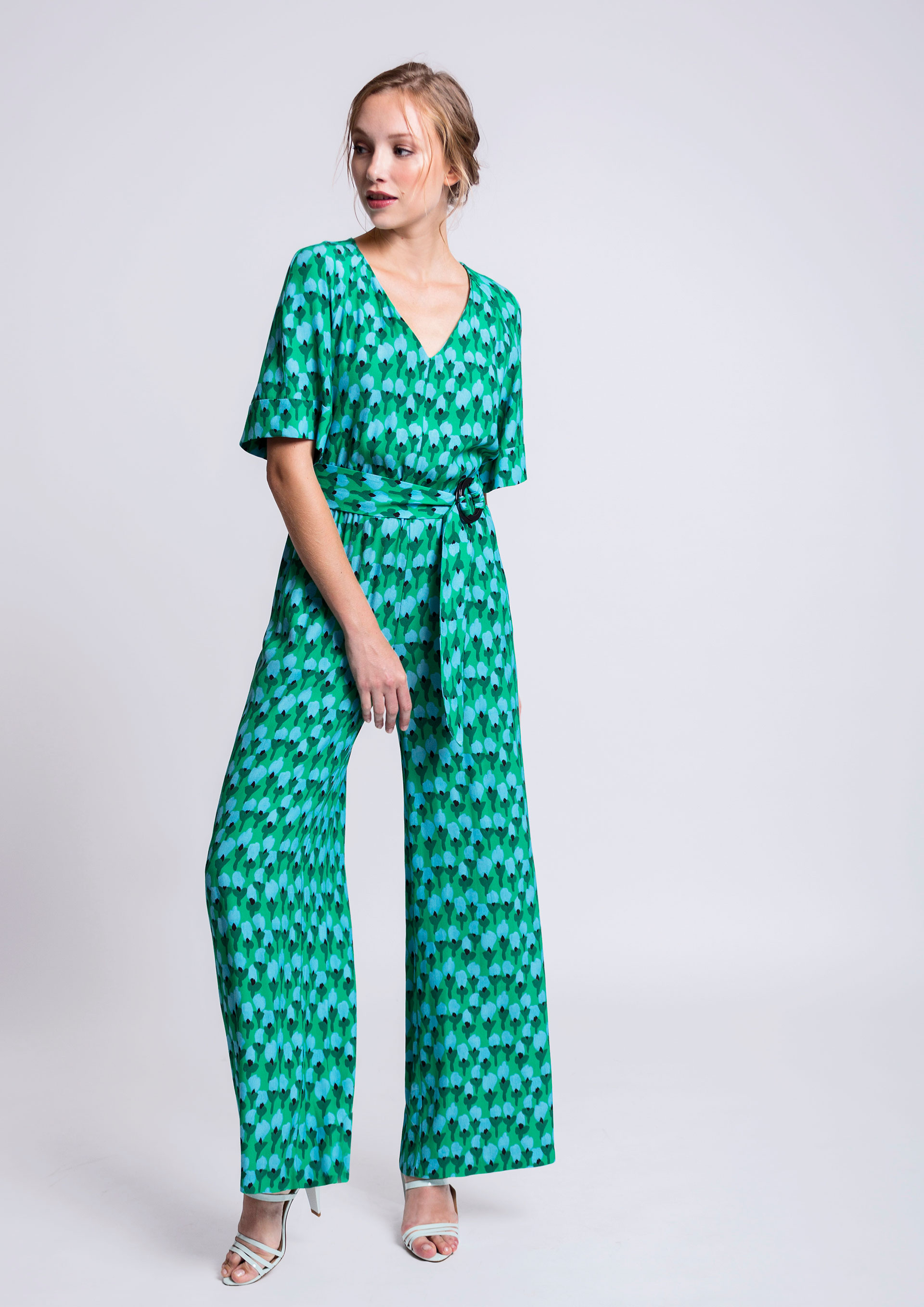 Green printed jumpsuit