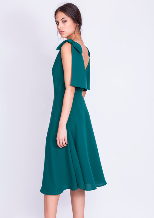 vestido verde crepe