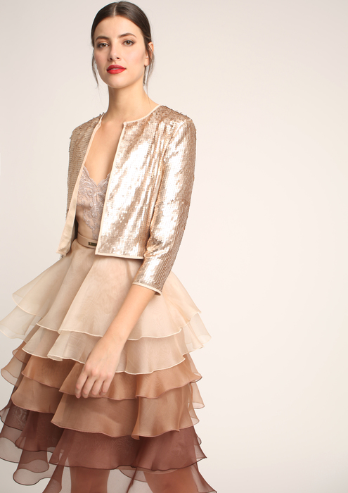 chaqueta fiesta beige