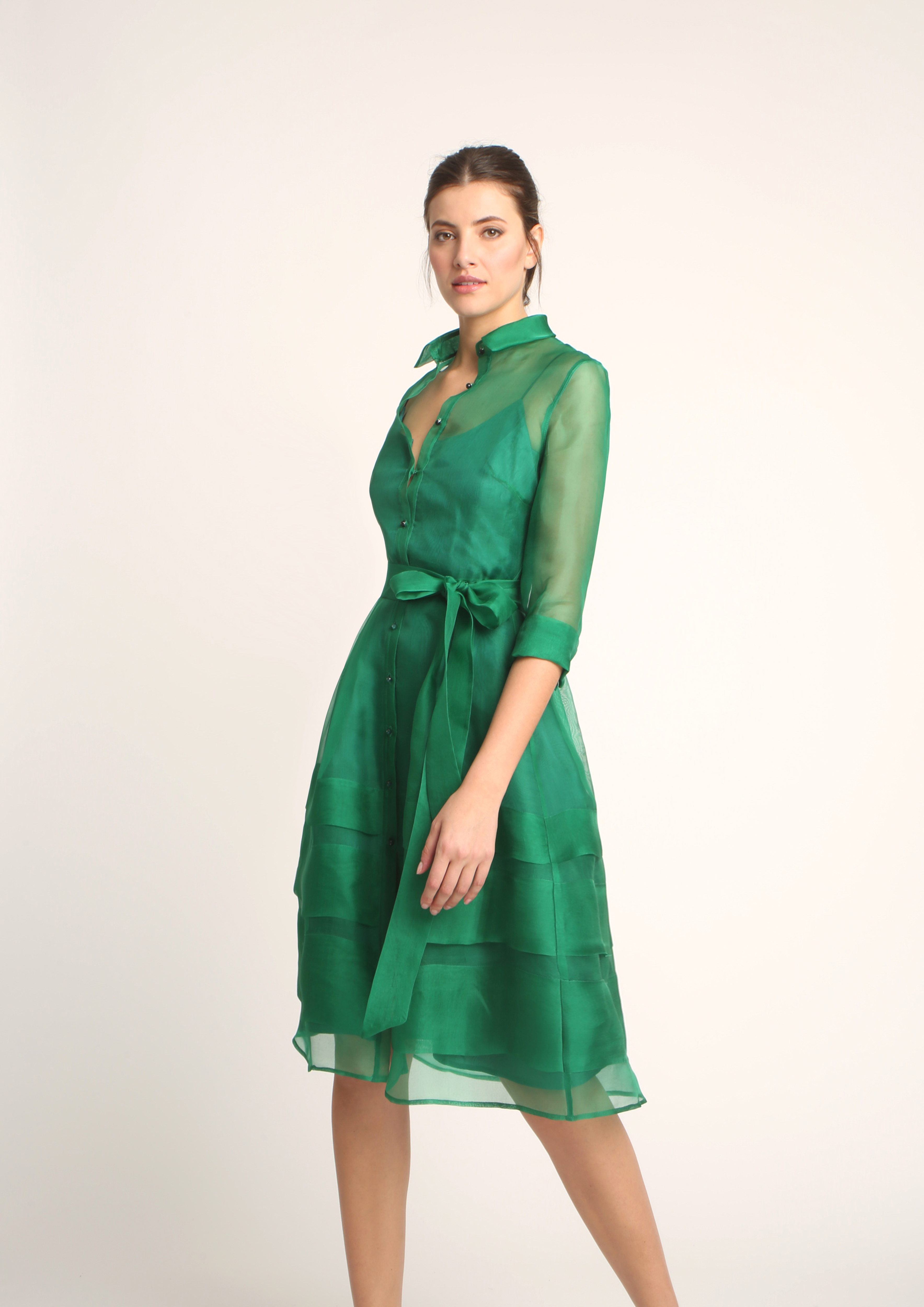Green organza dress