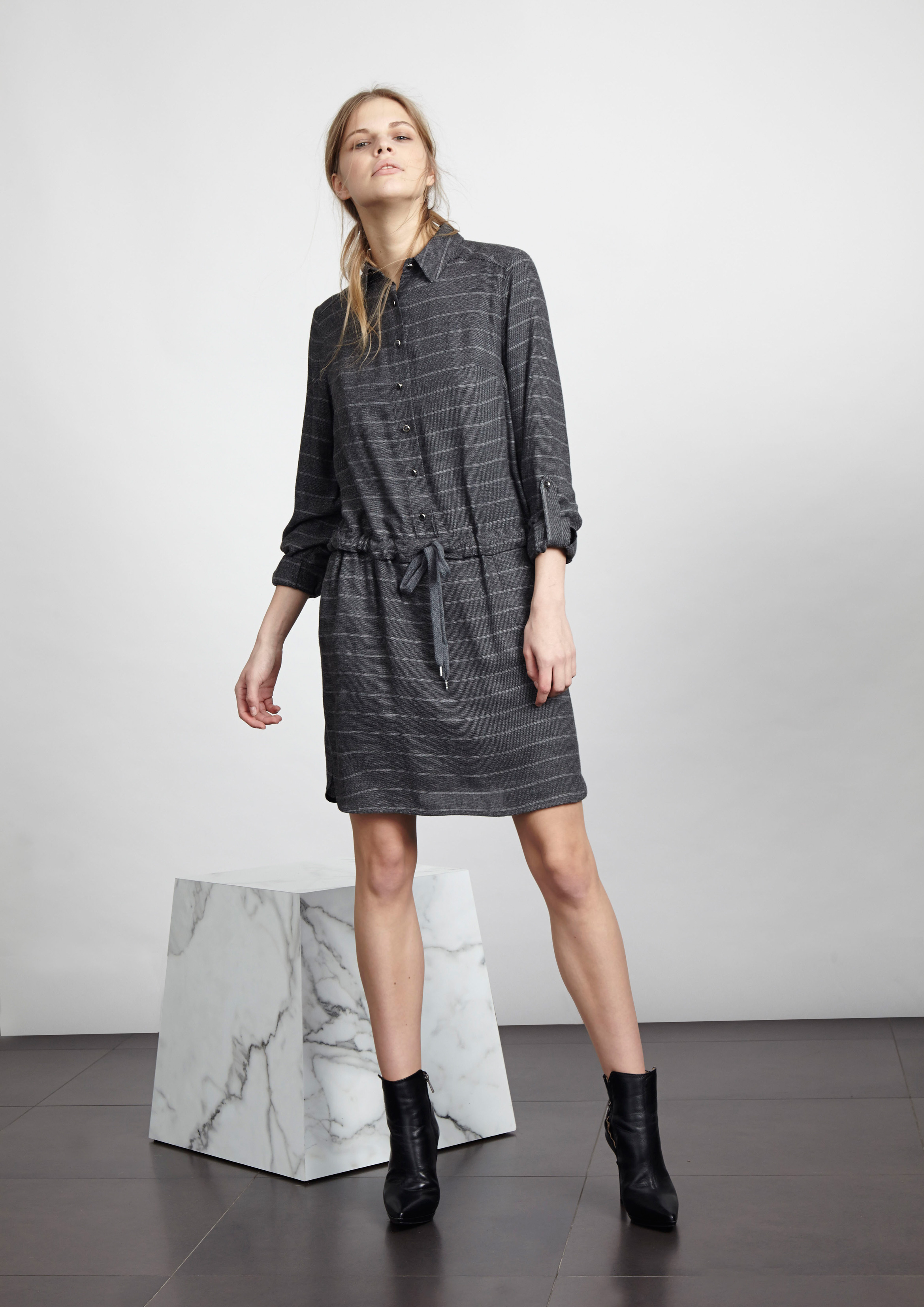 Pinstripe shirtdress in grey