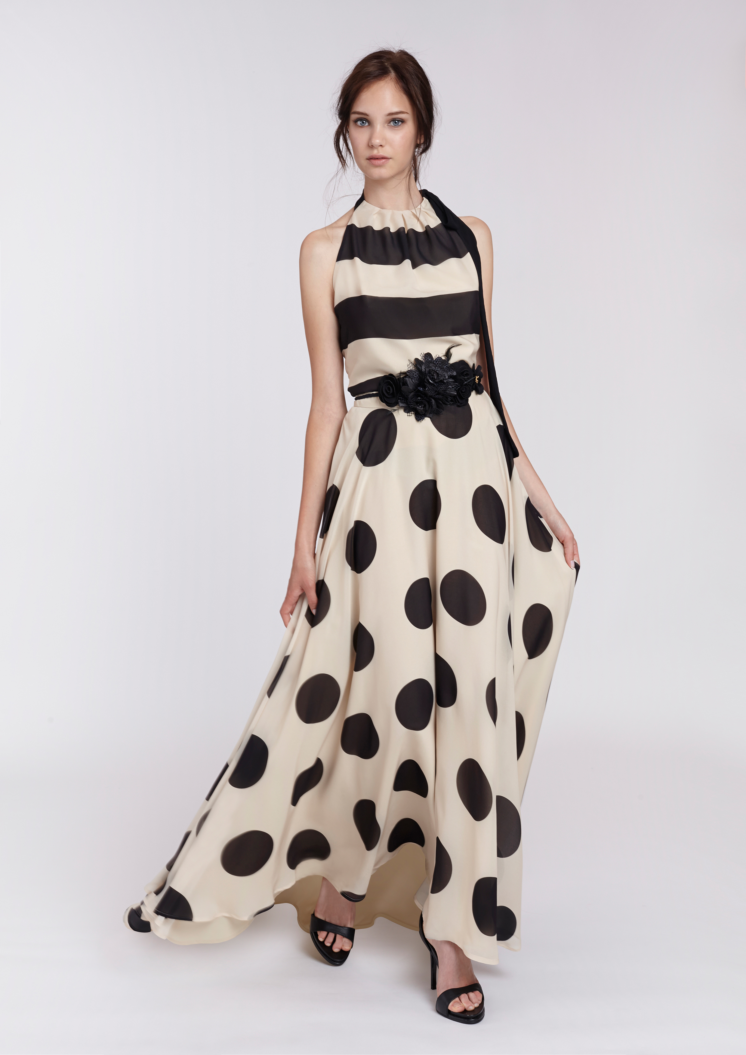 long polka dot skirt outfit