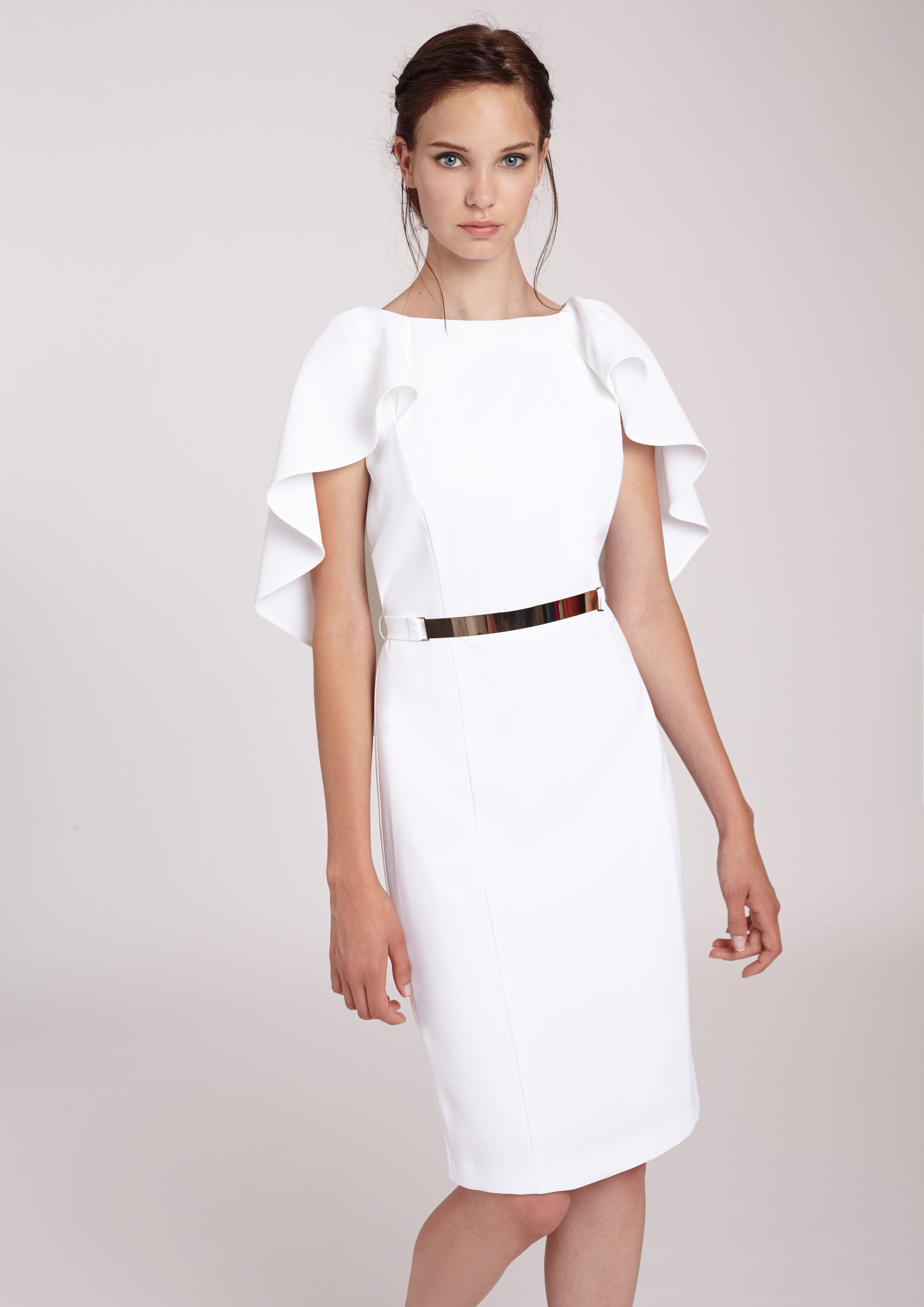 cape sleeve white dress