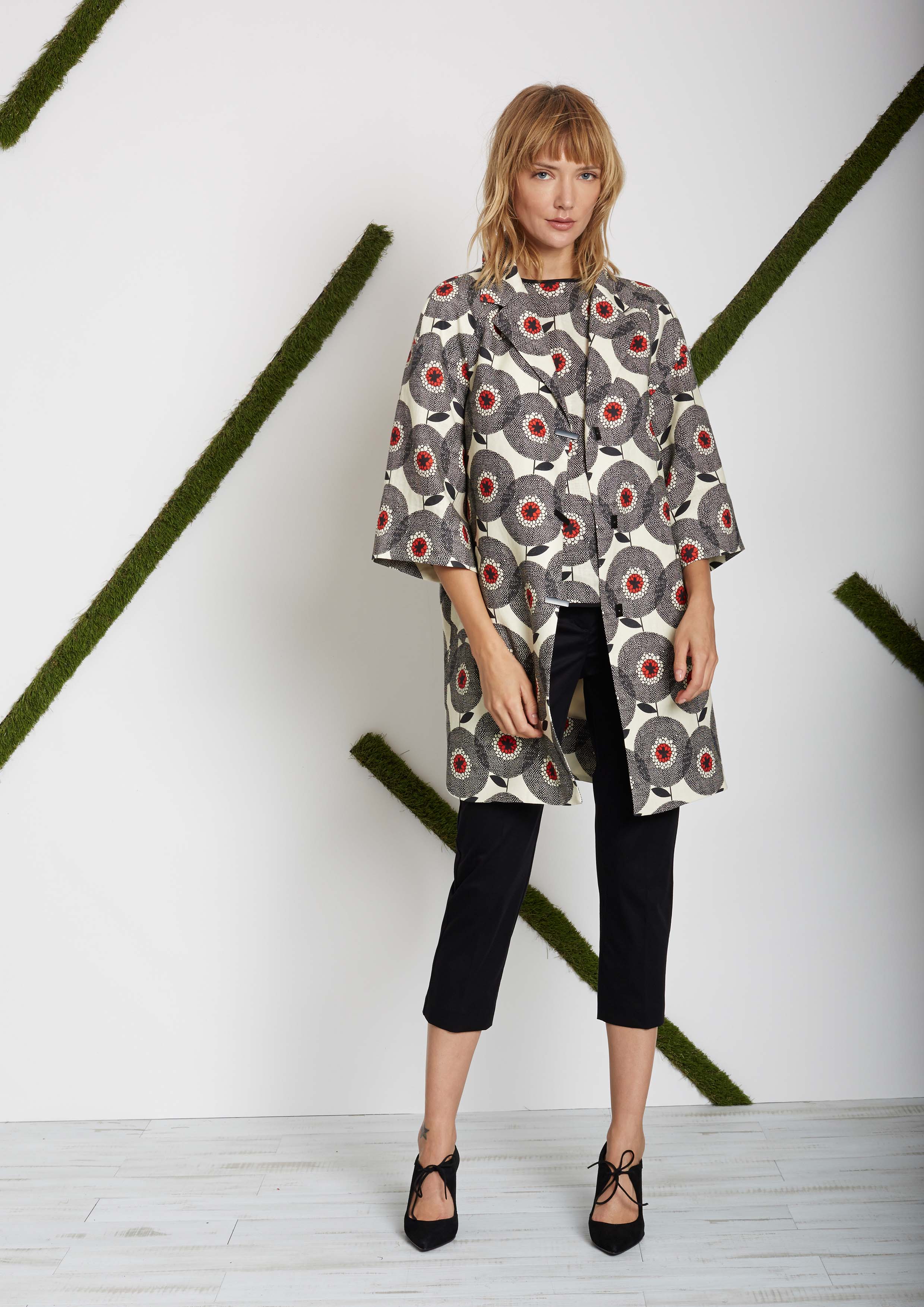 Printed linen coat