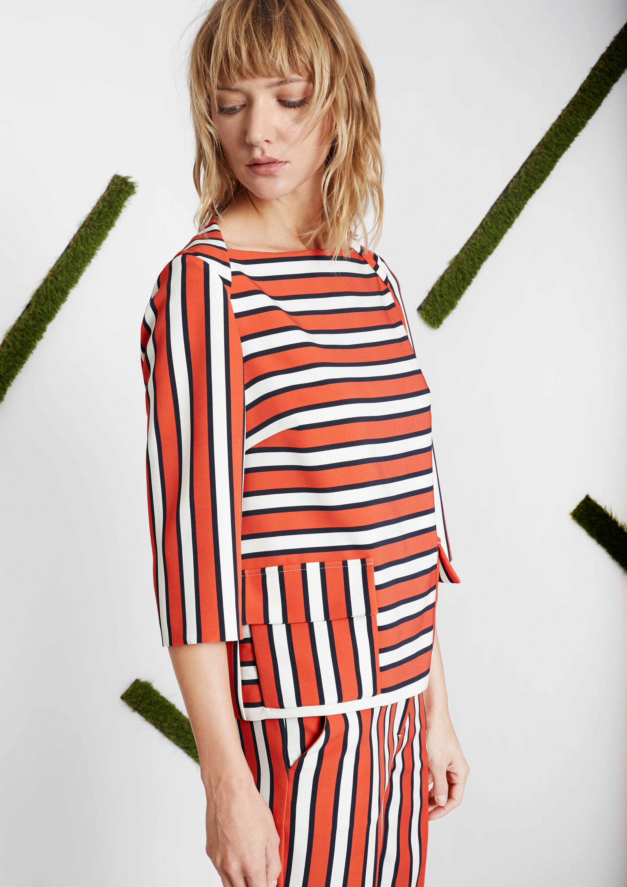 Striped fabric top