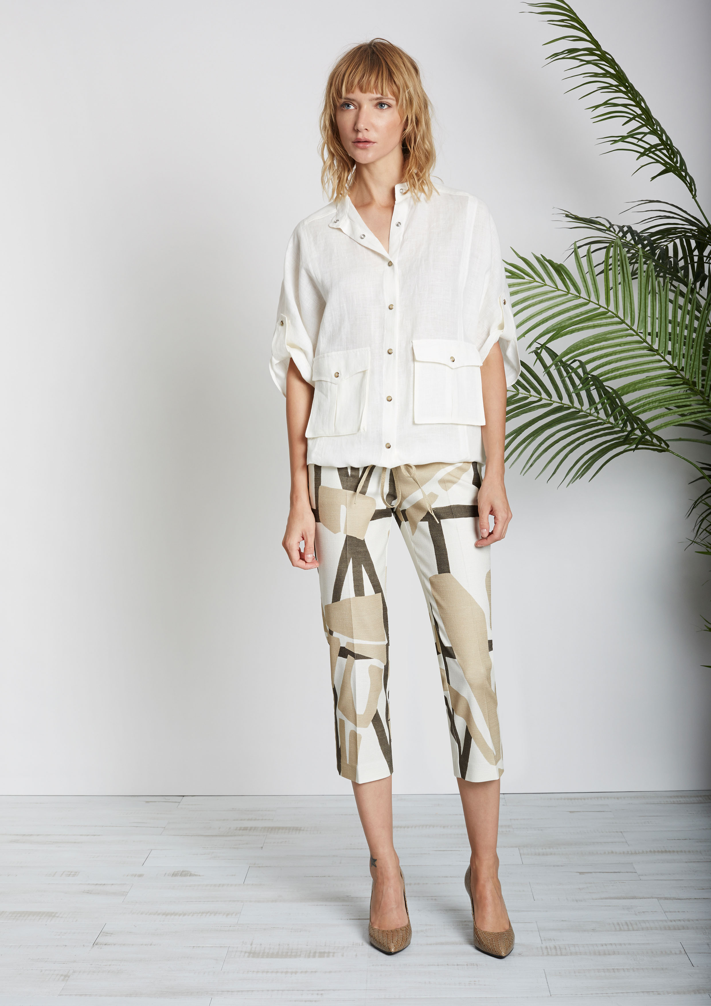 Loose ecru linen blouse