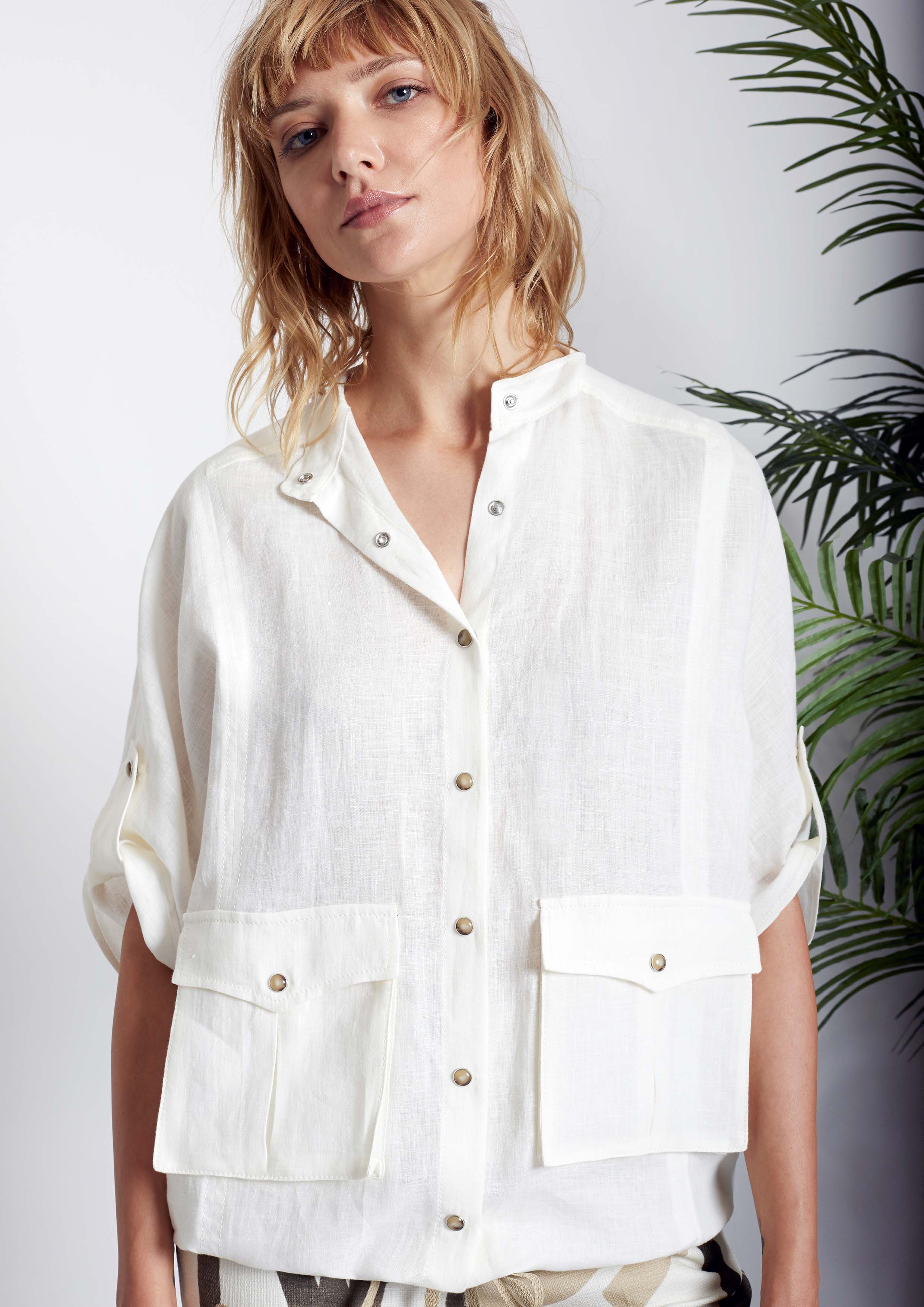 Loose ecru linen blouse