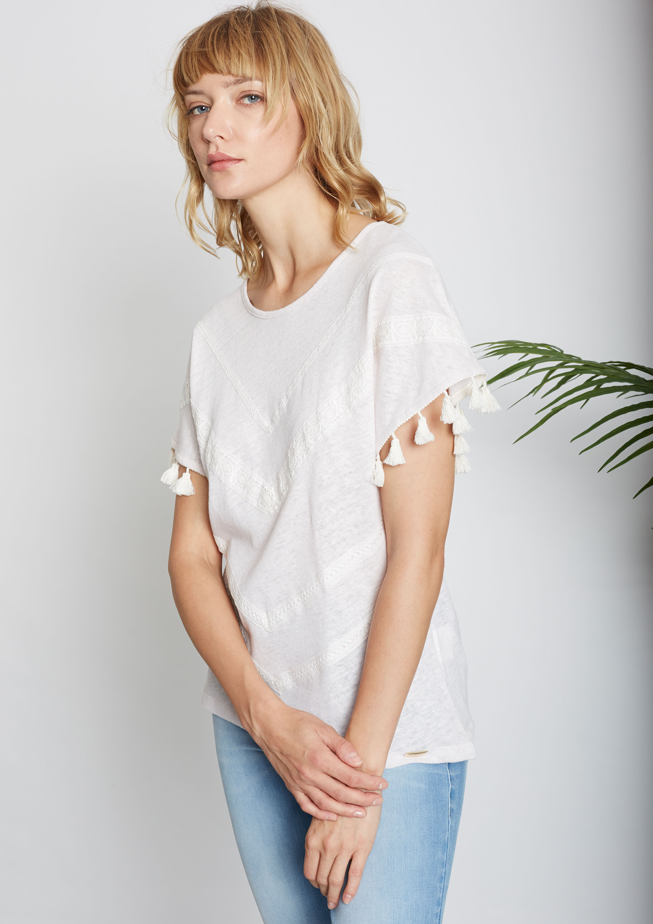 Pink linen knit T-shirt