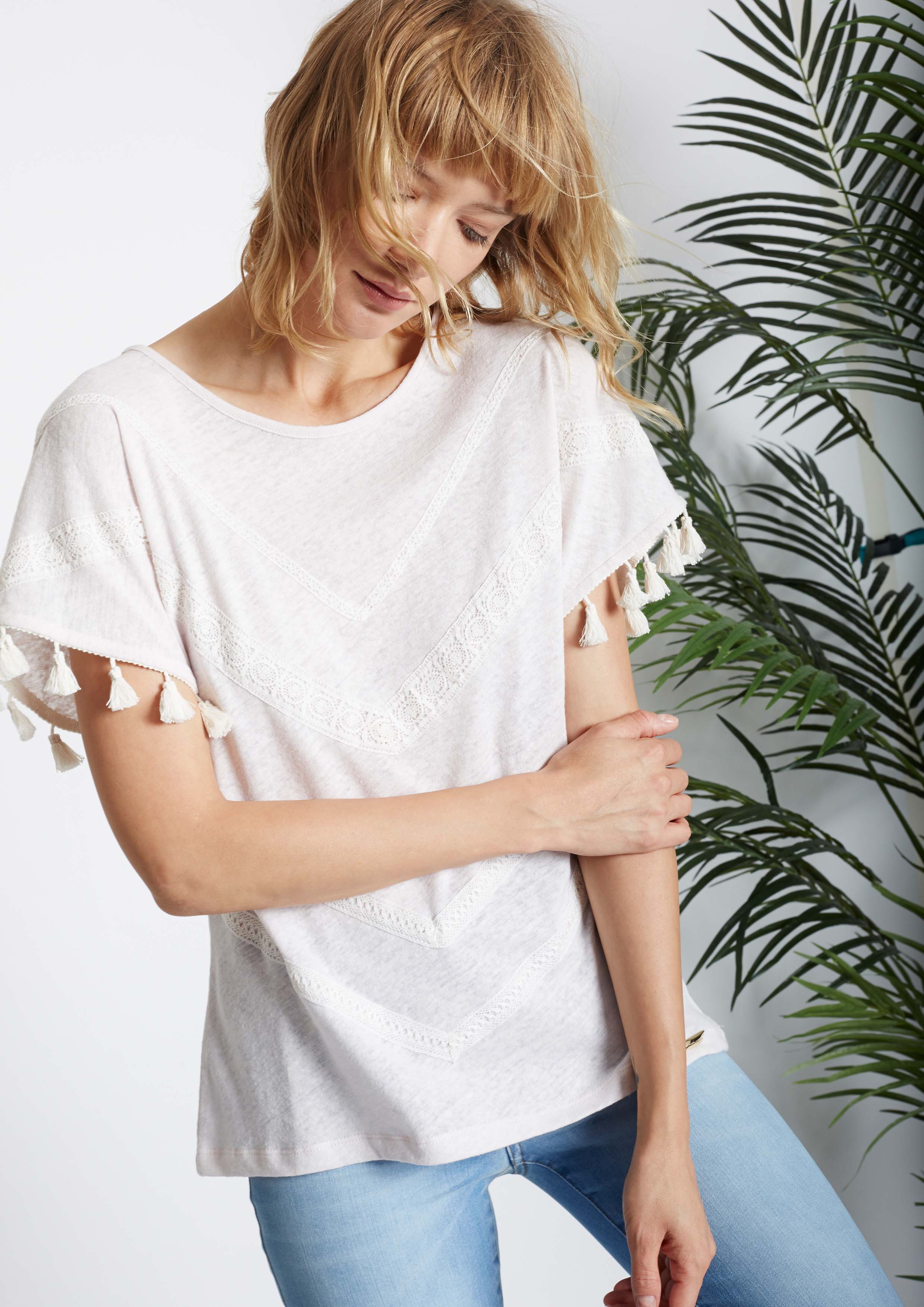 Pink Linen Knit T-Shirt