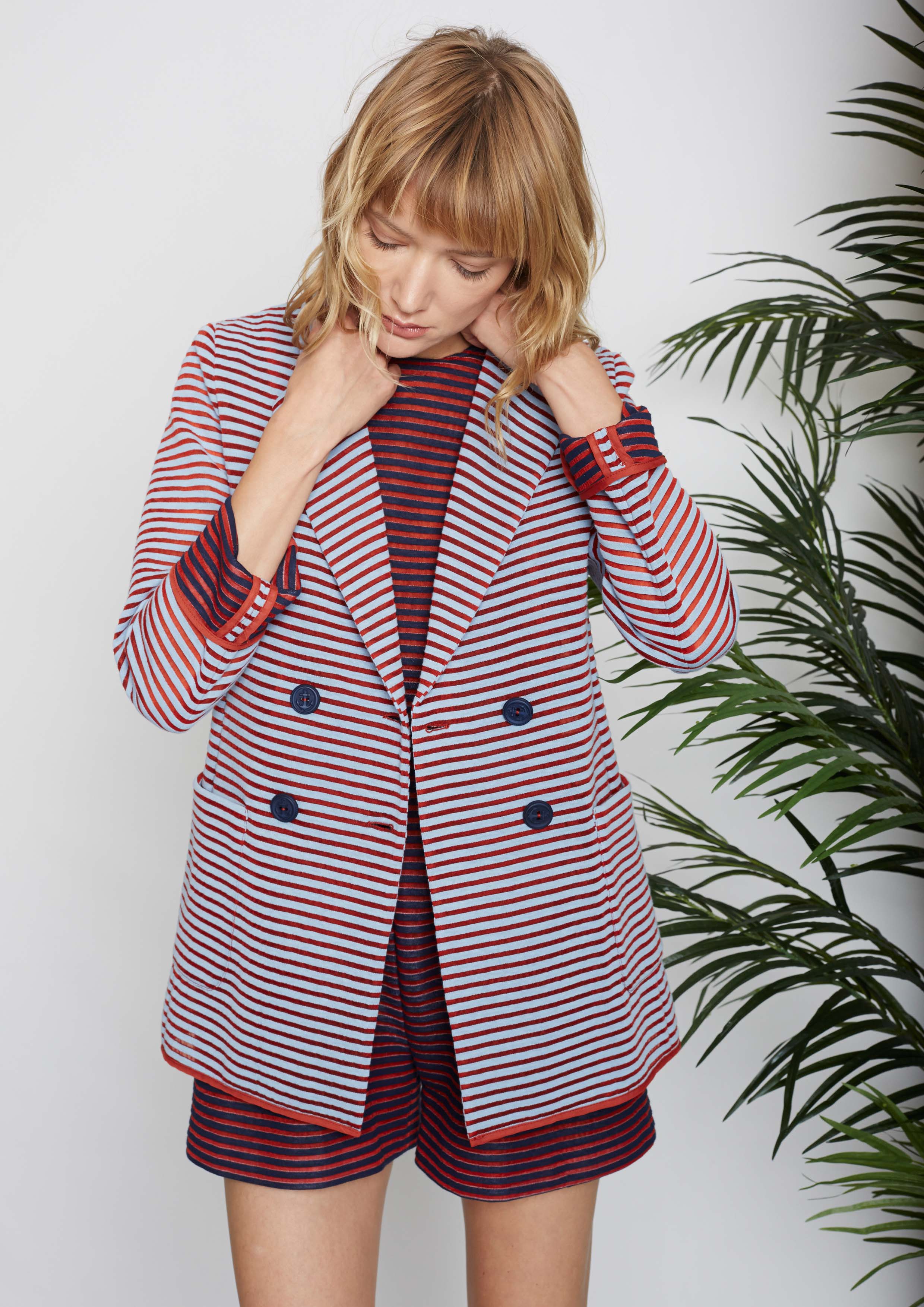 Two-tone stripe blazer