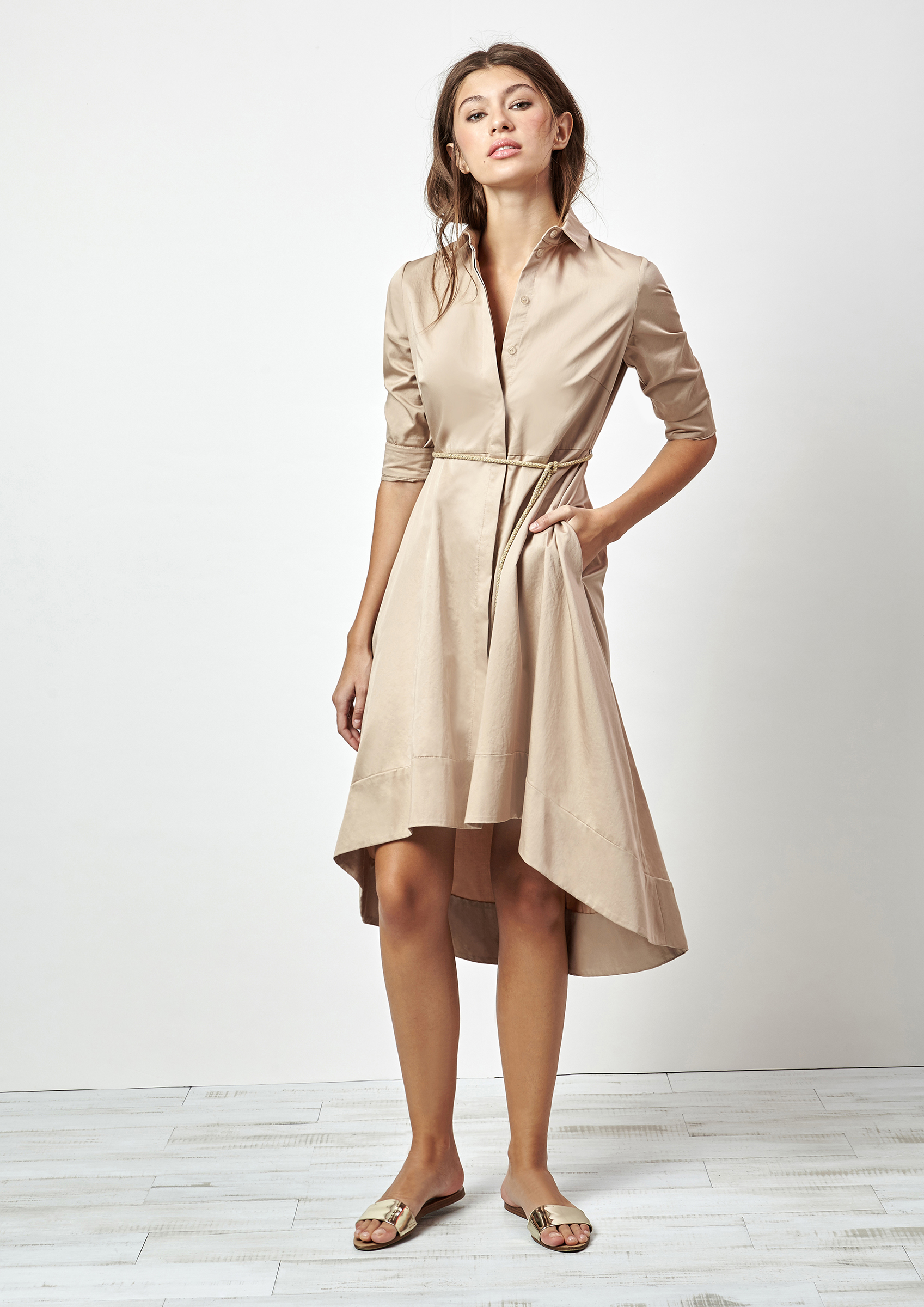 Beige shirt dress