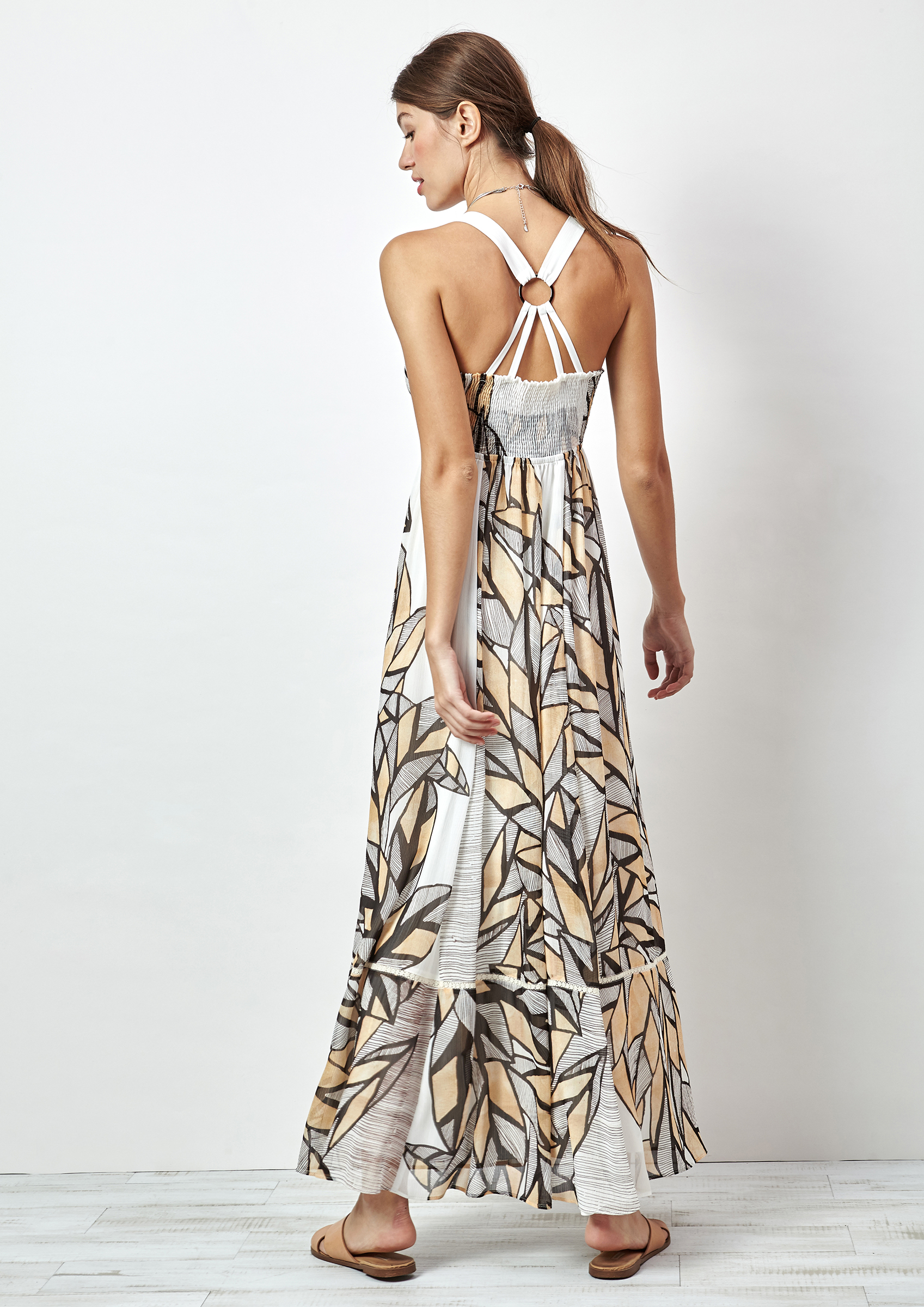 Long leaf print dress