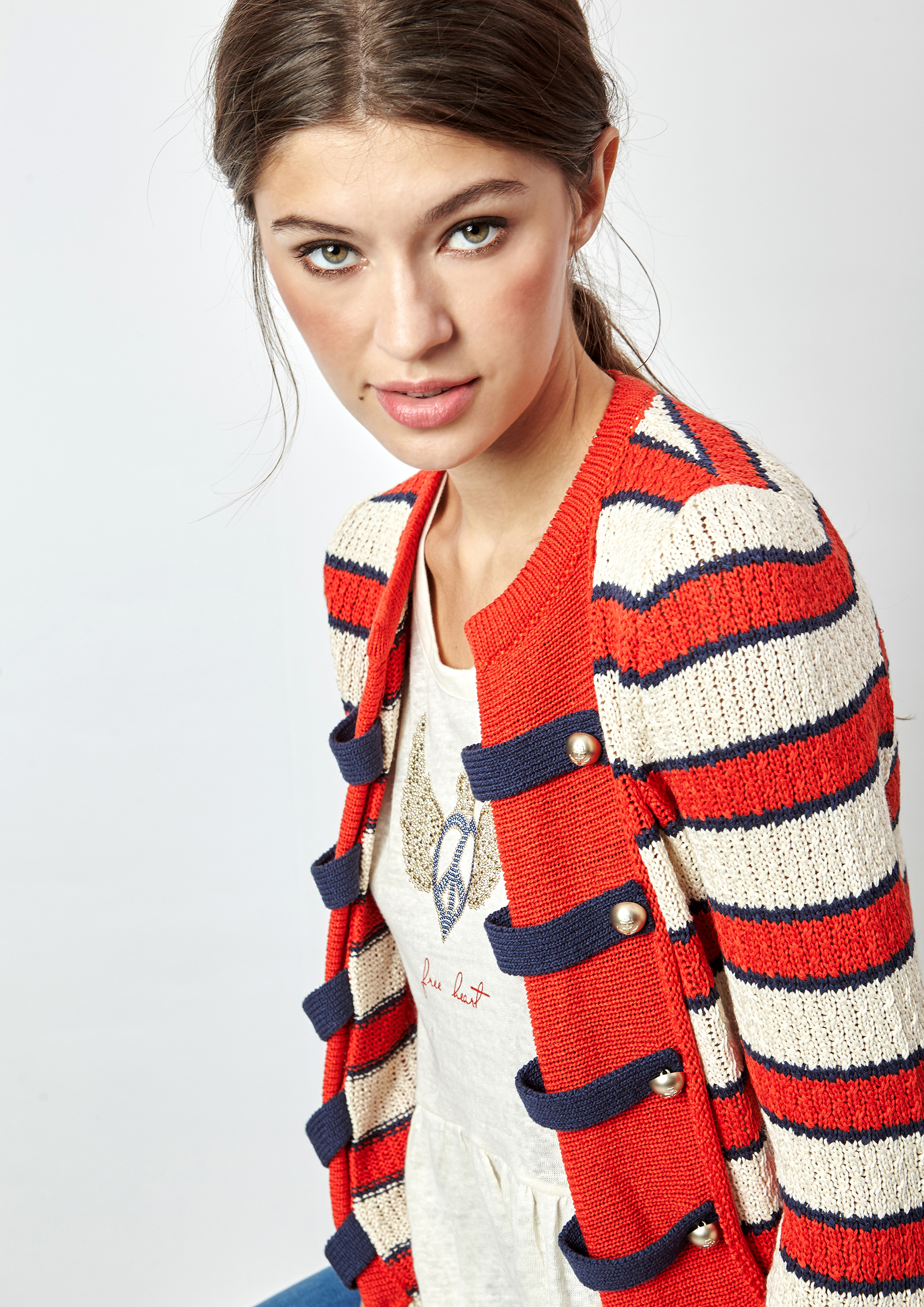 Military style knit cardigan