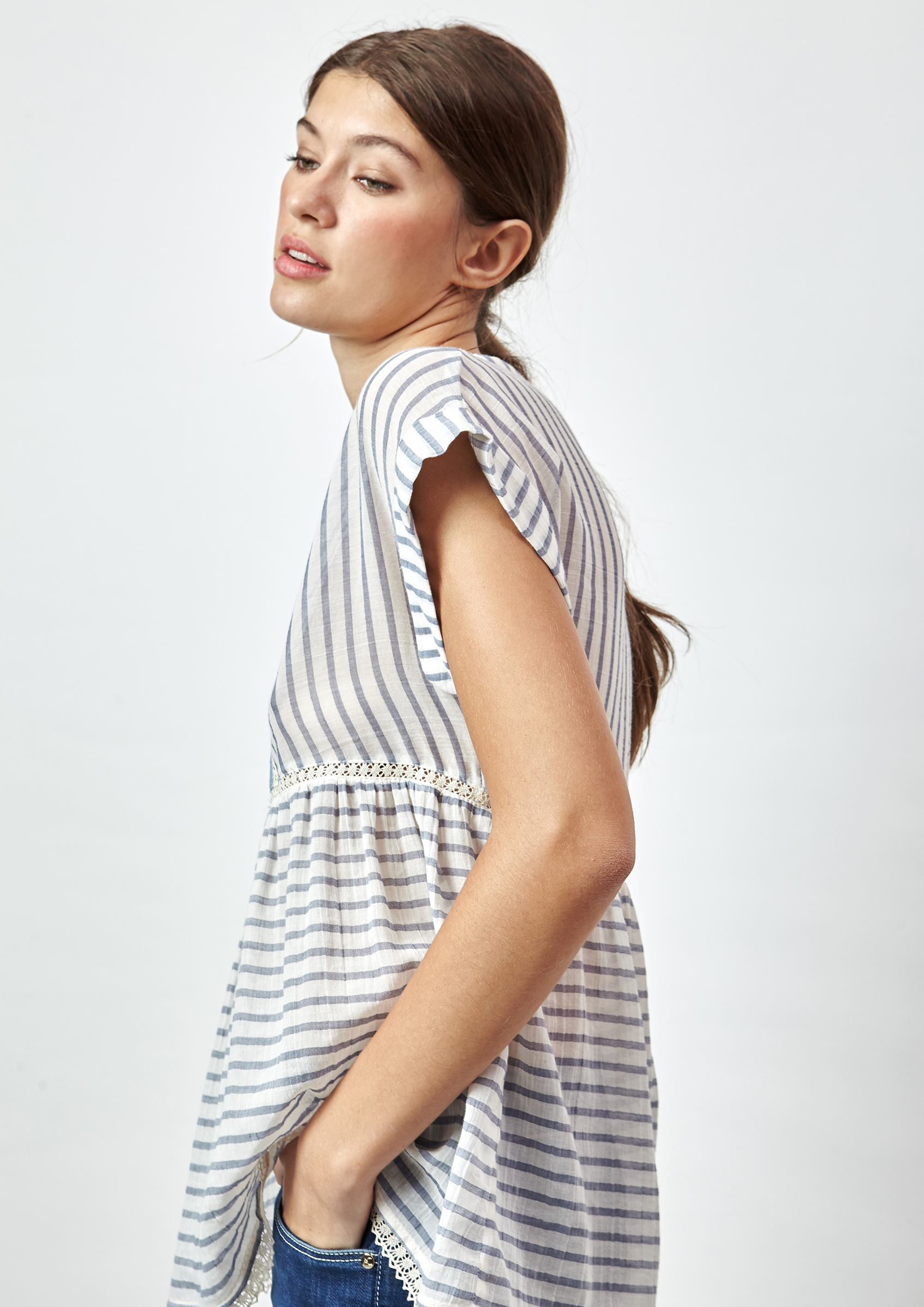 Short sleeved striped blouse