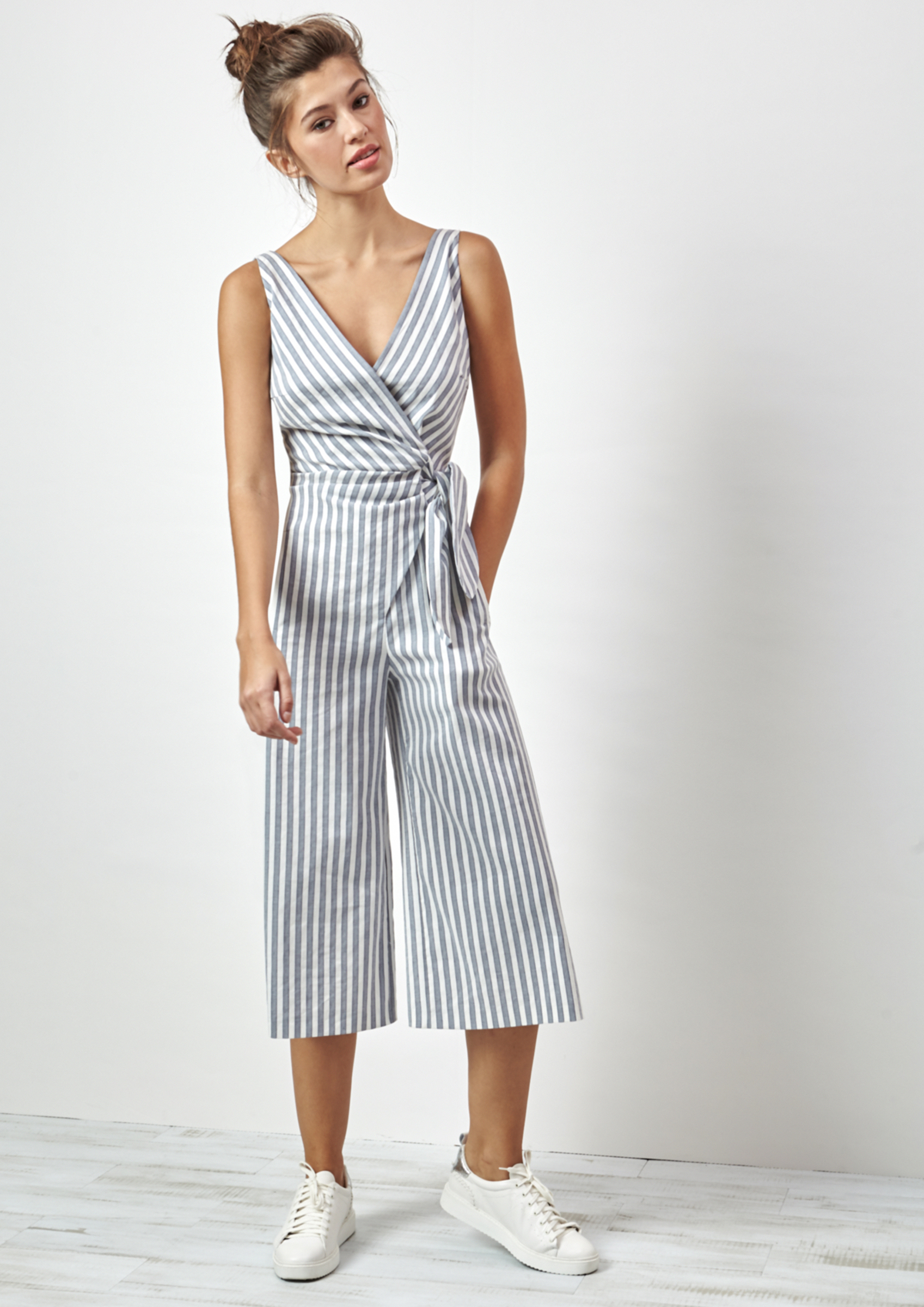 Striped culottes jumpsuit