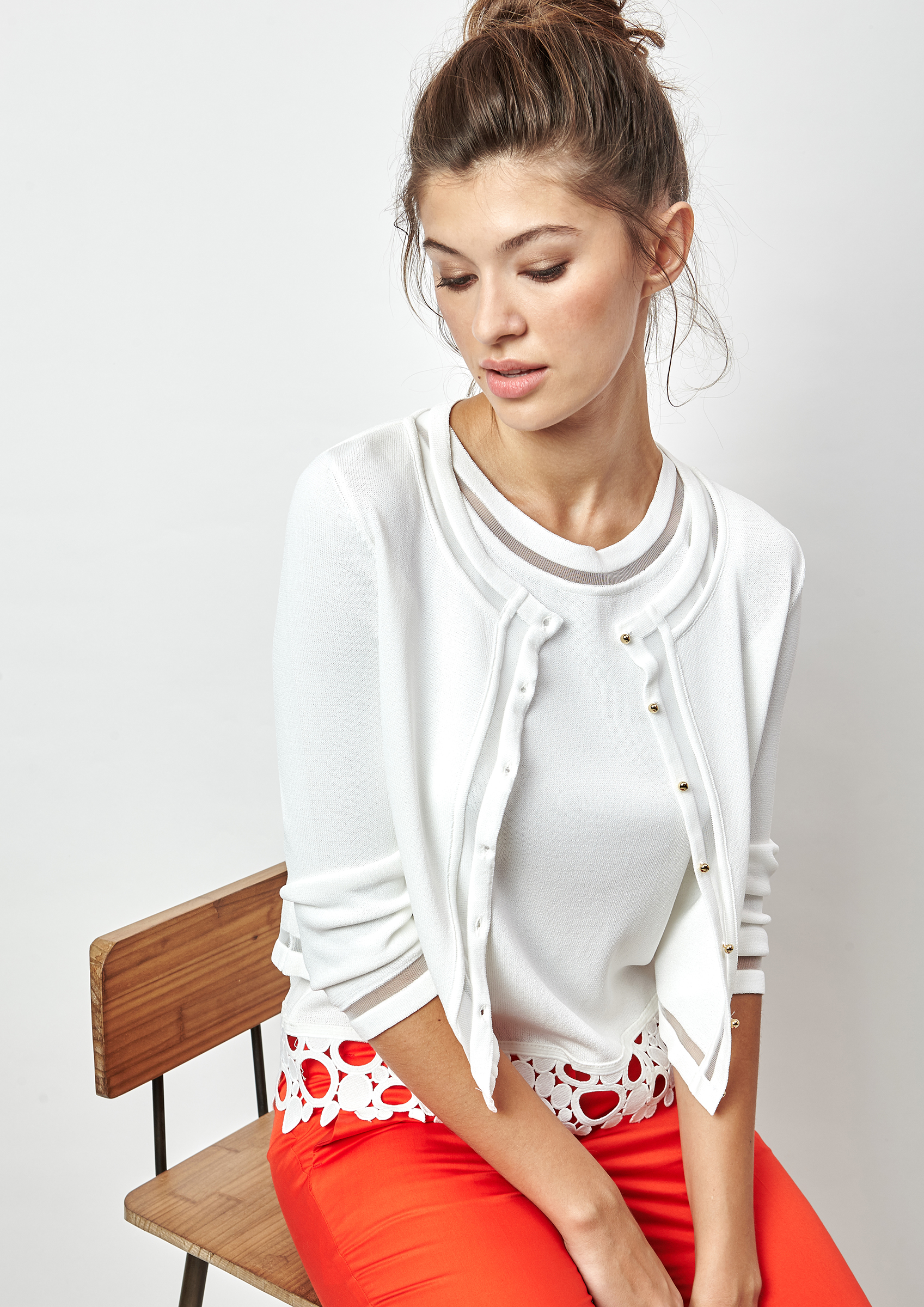 White knit cardigan