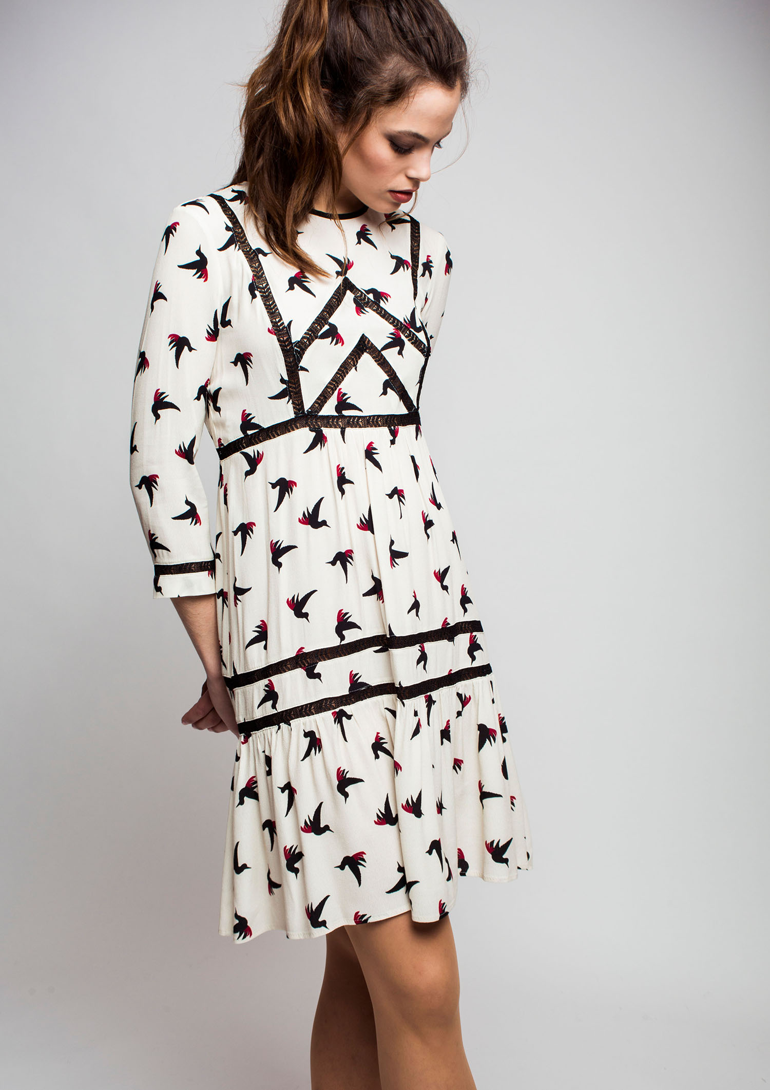 Bird print dress.