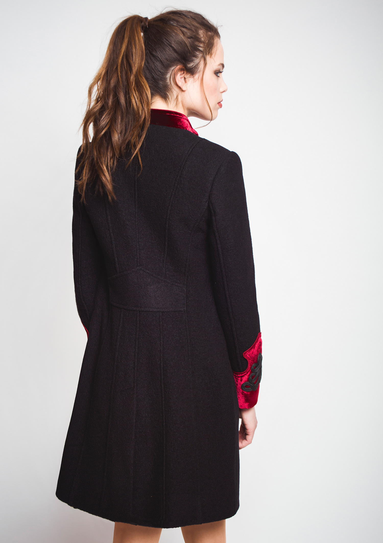 Black militarystyle coat.