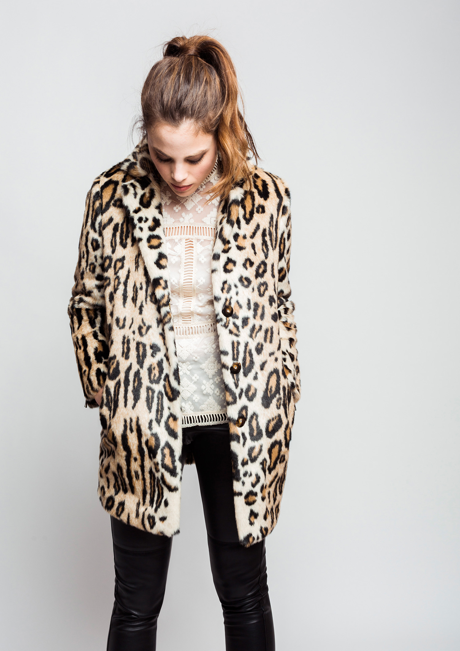 Animal print coat.