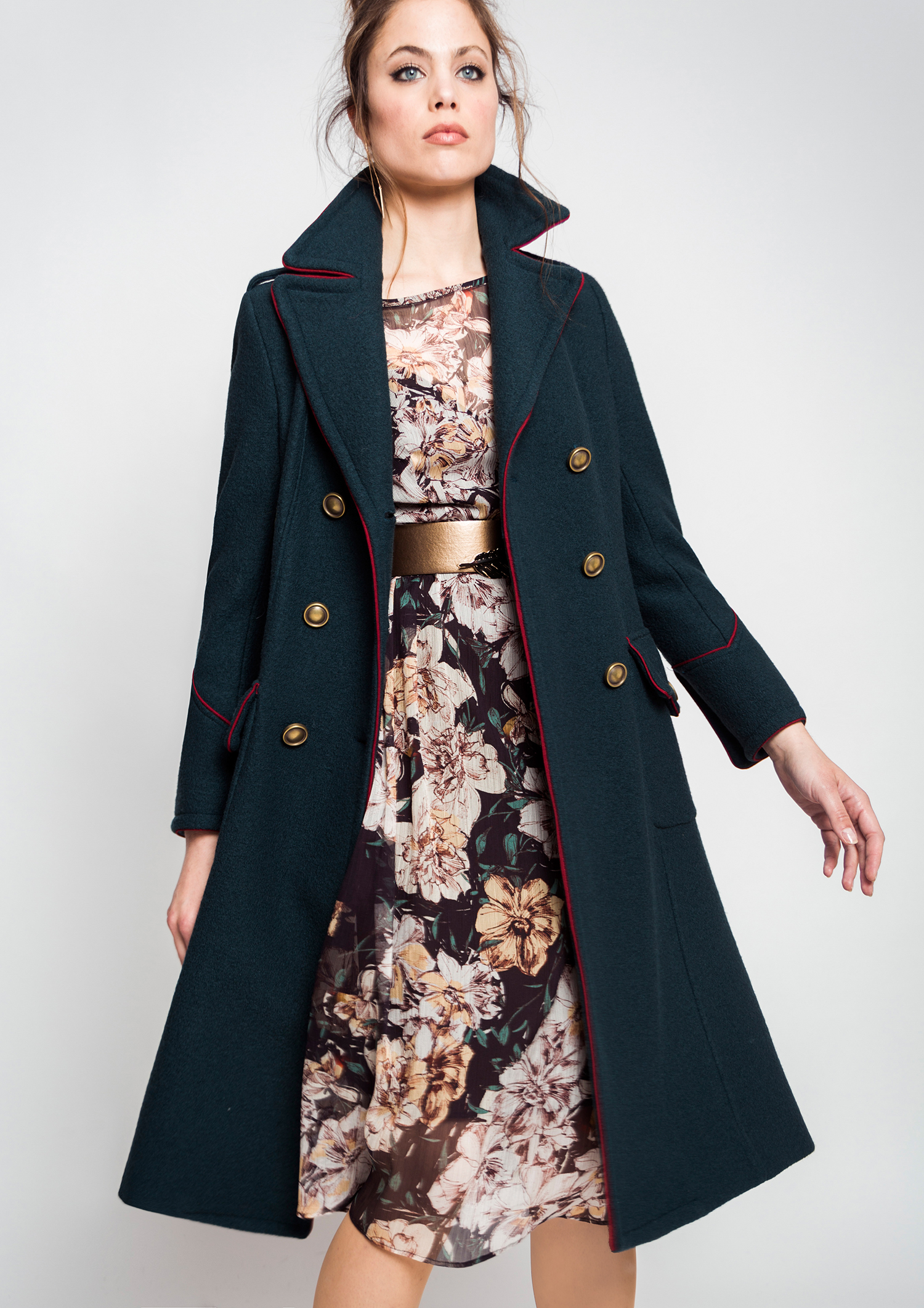 green gown with jacket