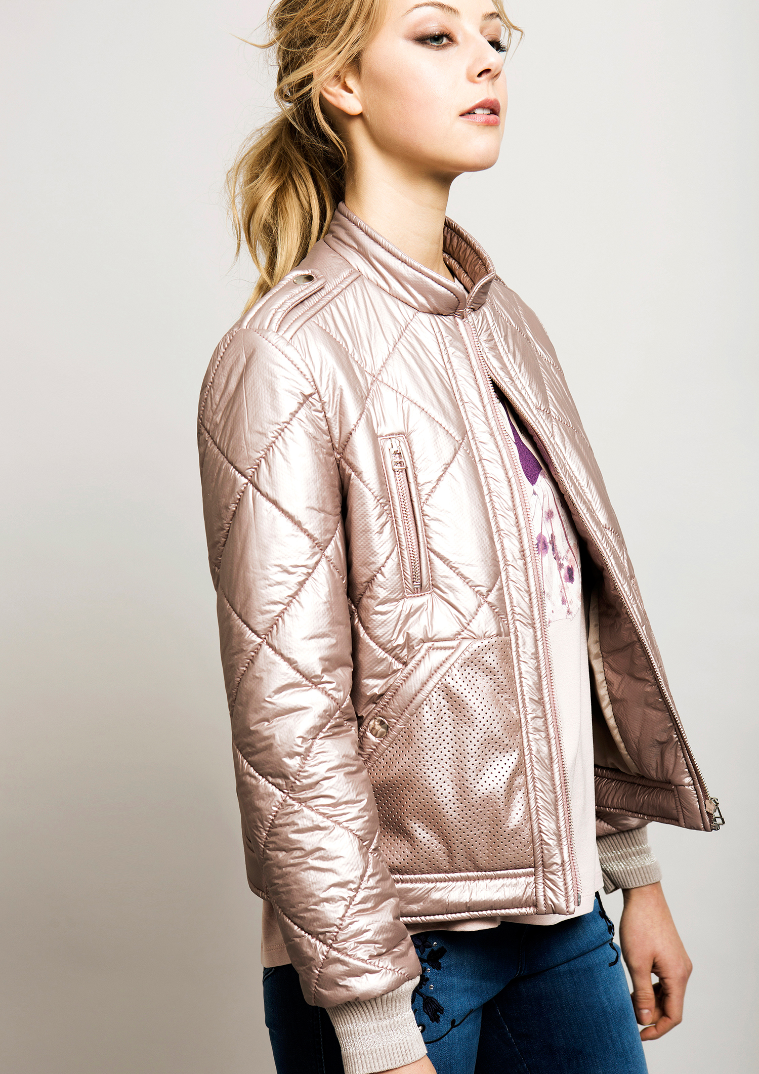 Metallic bomber jacket