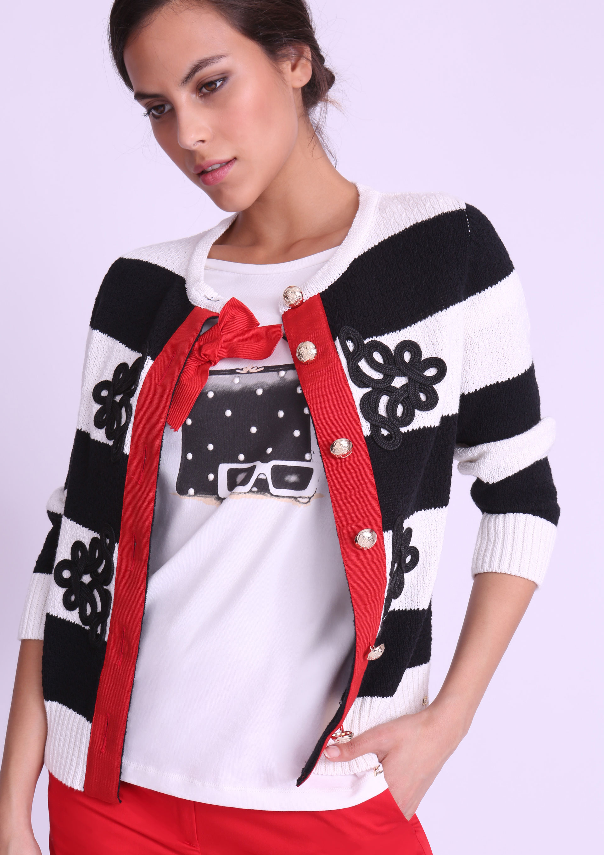 Militarystyle knit cardigan