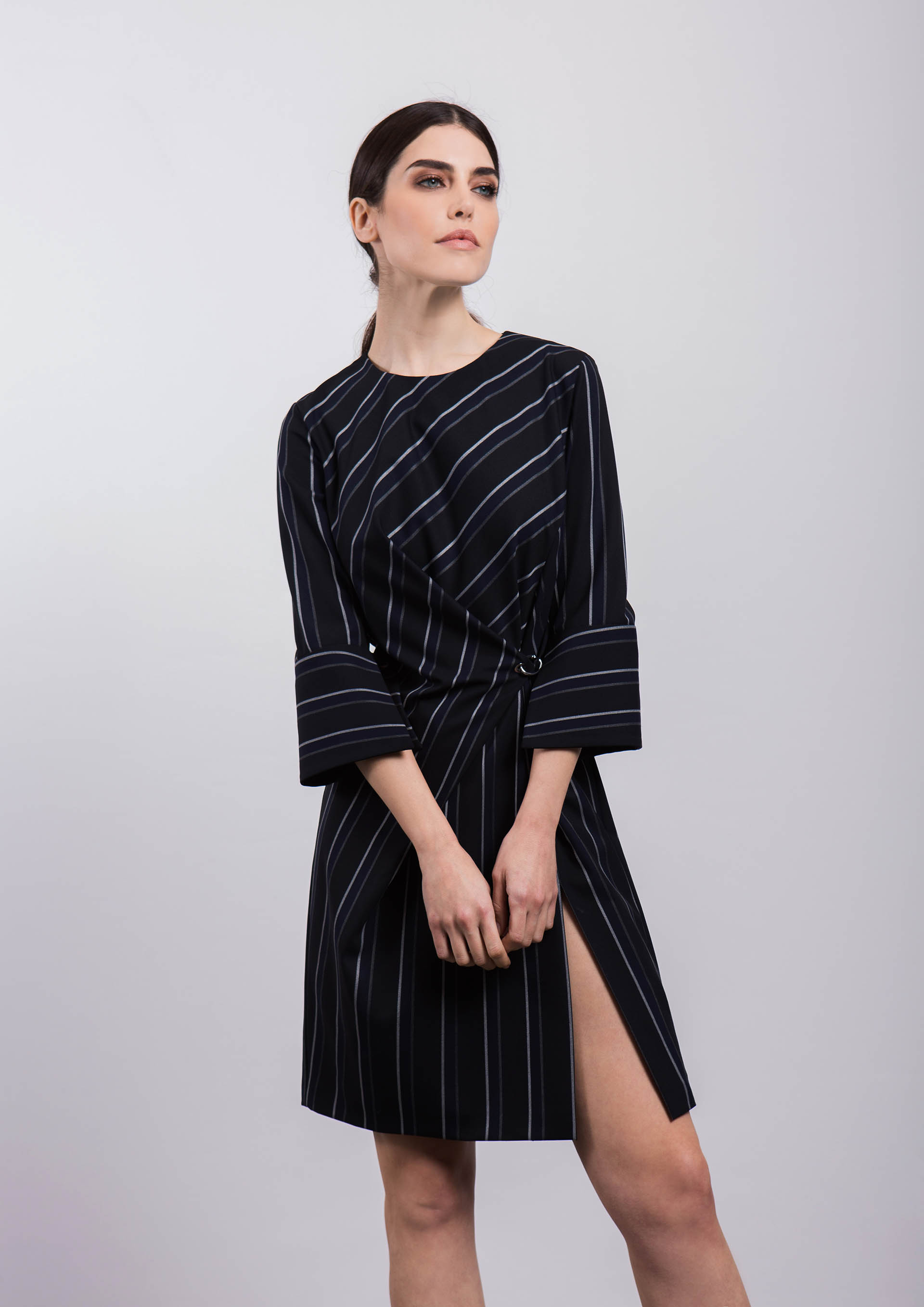 Navy pinstripe dress