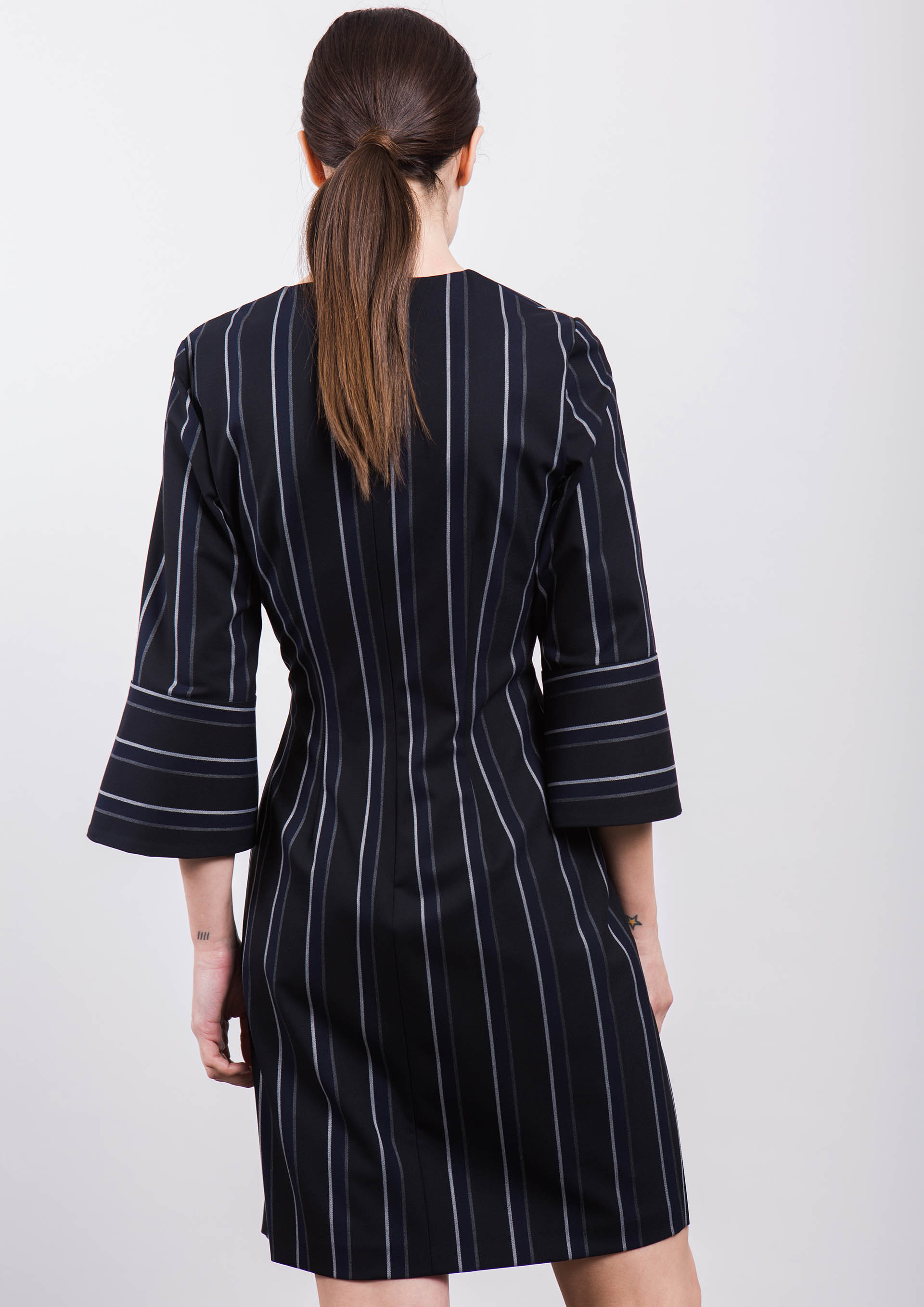 Navy pinstripe dress