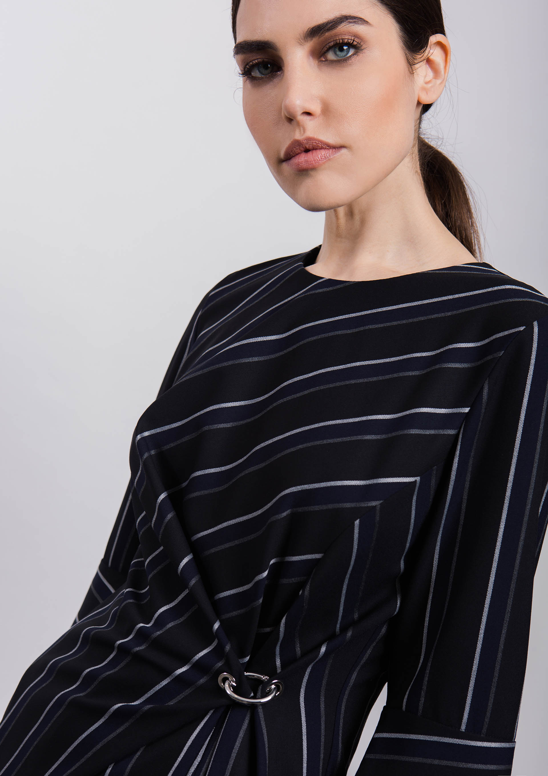 Navy pinstripe dress