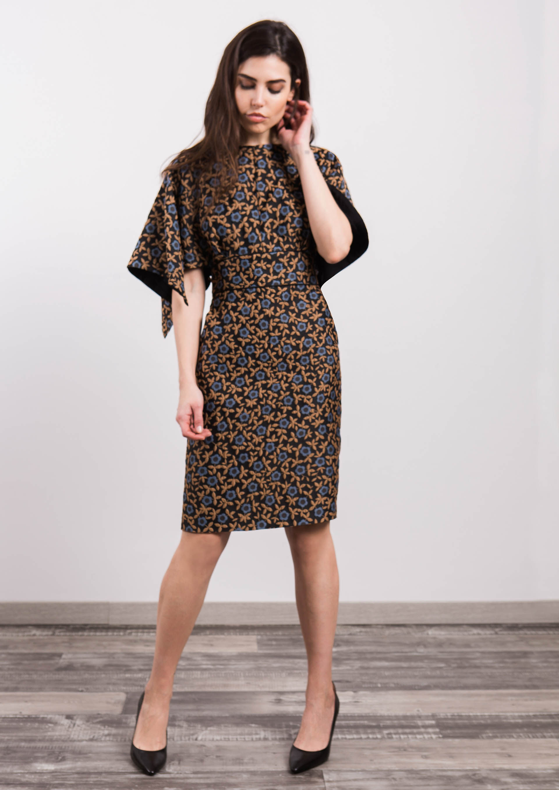 Floral jacquard dress
