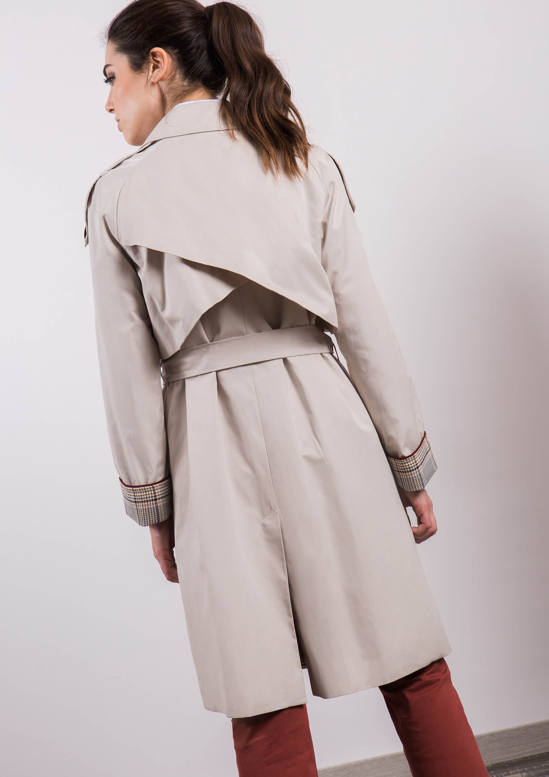 Long beige raincoat