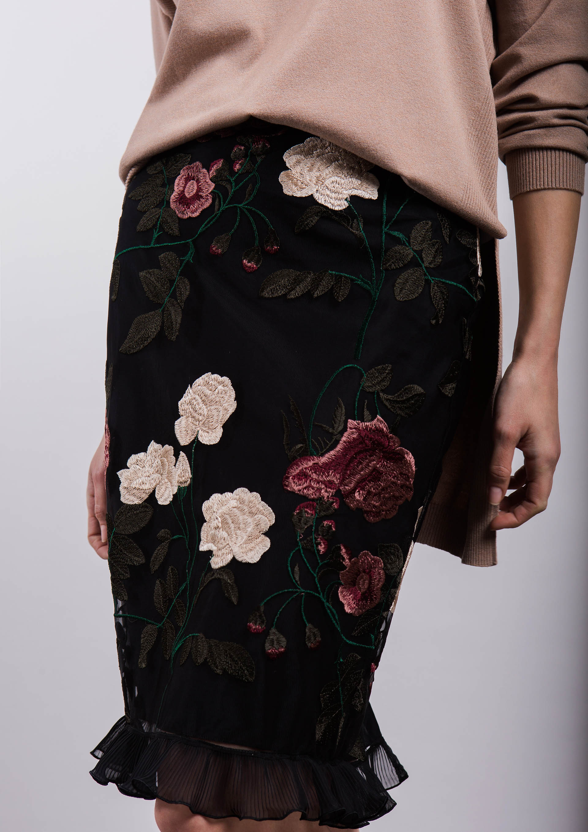 Embroidered tulle skirt