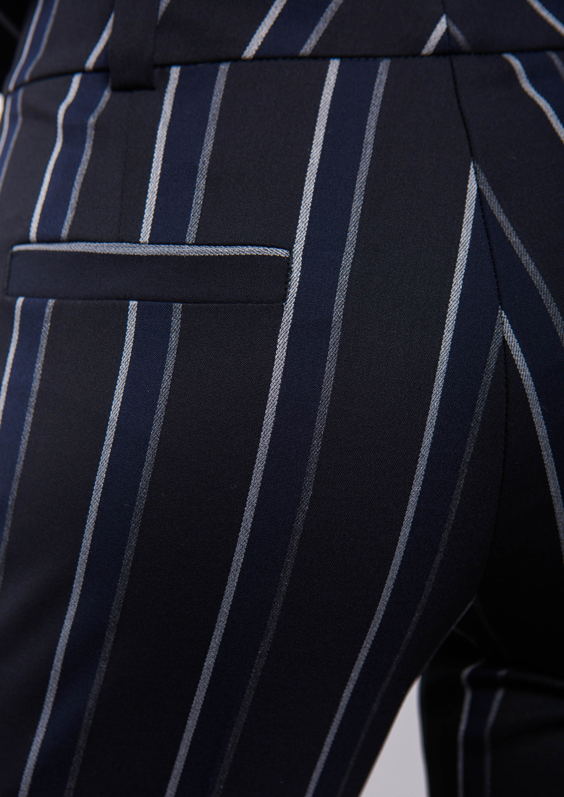 Navy pinstripe trousers