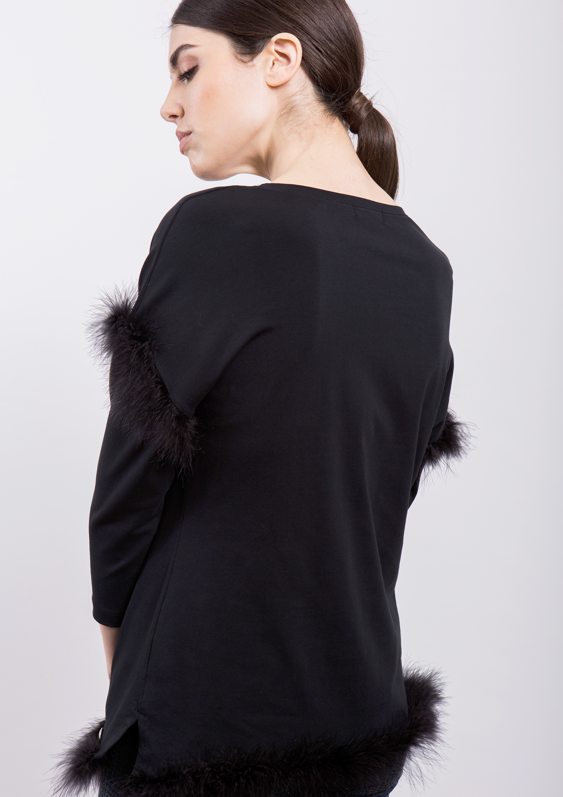 Black Tshirt with feather detail
