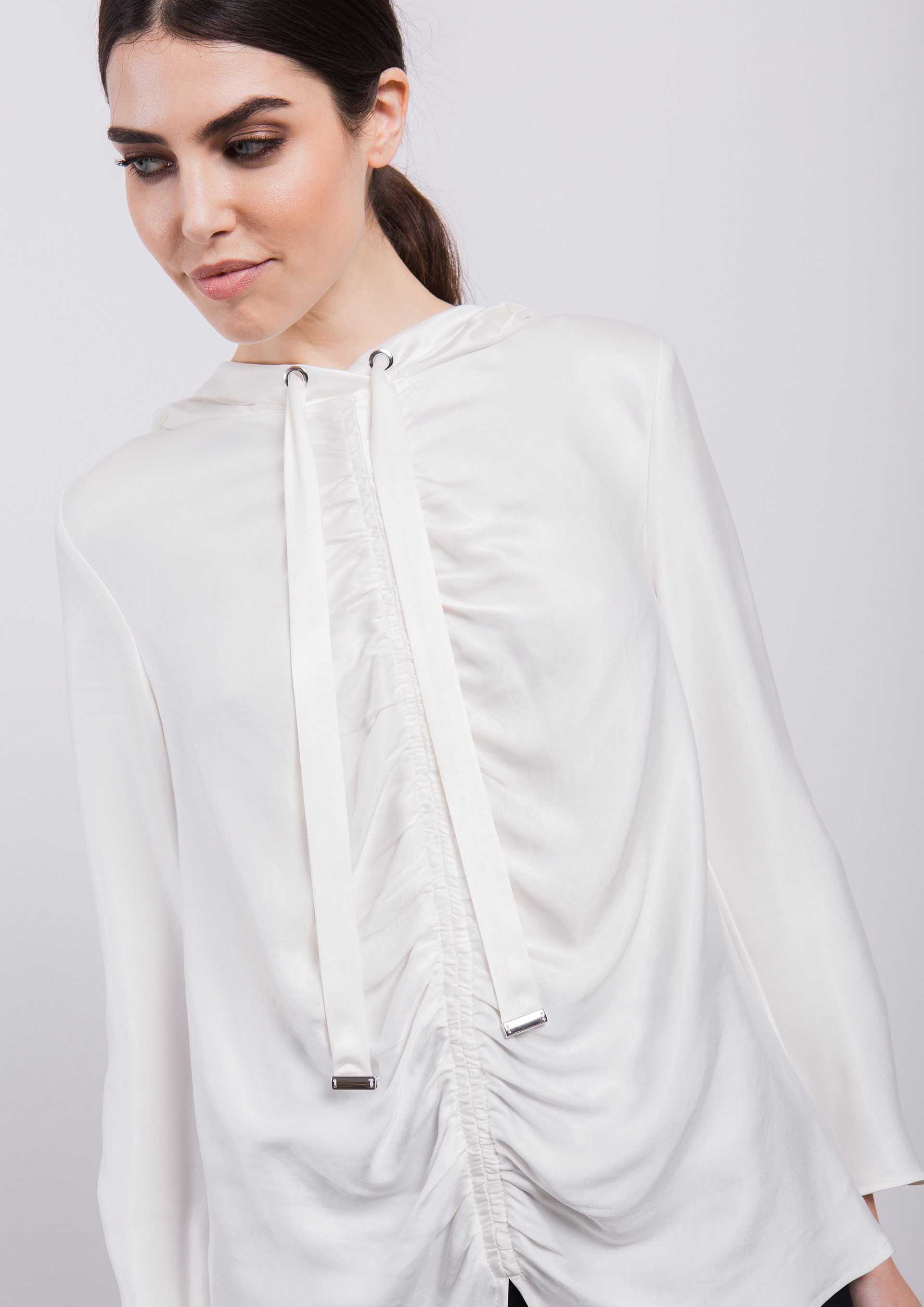 Ecru blouse with hood