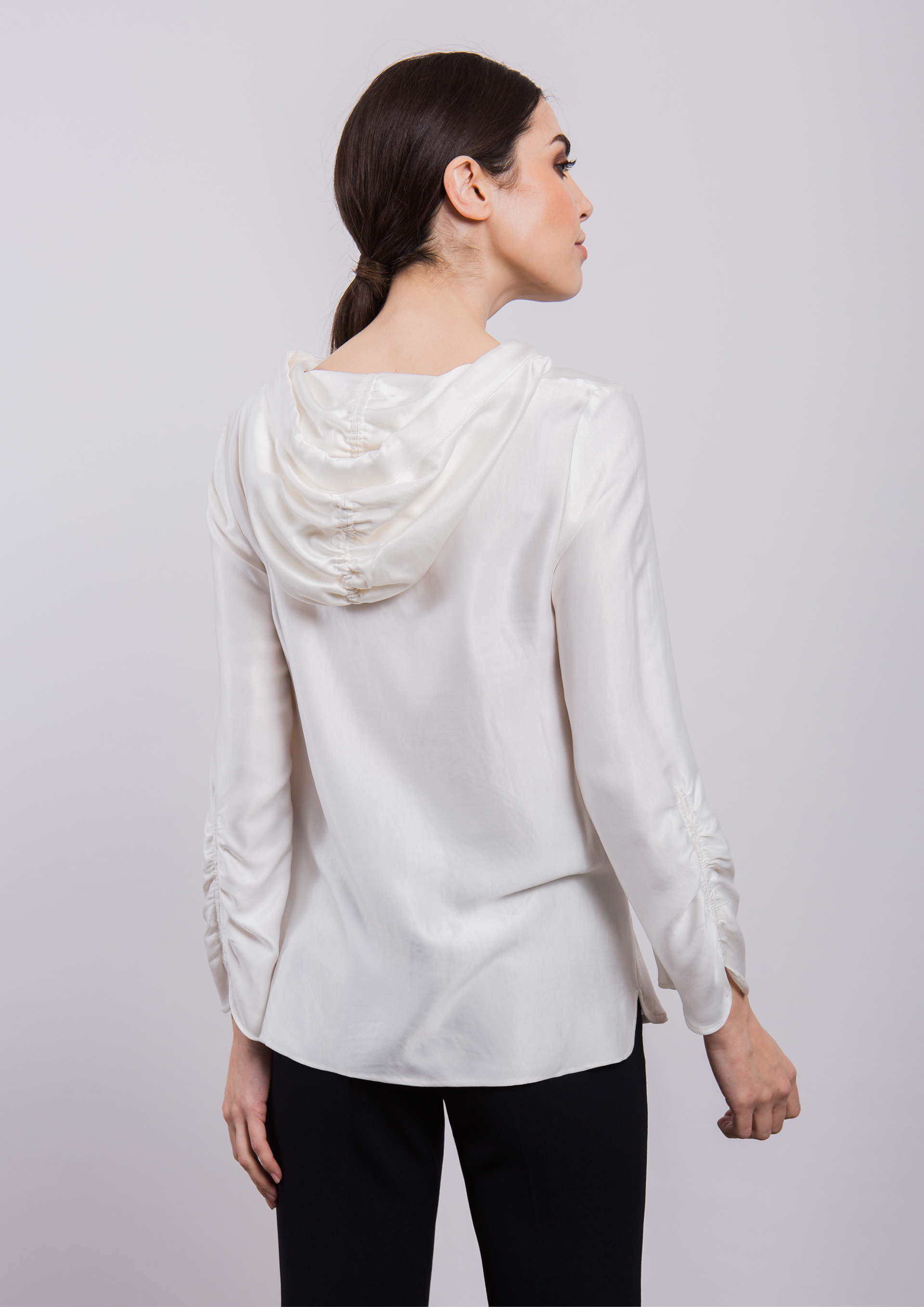 Ecru blouse with hood