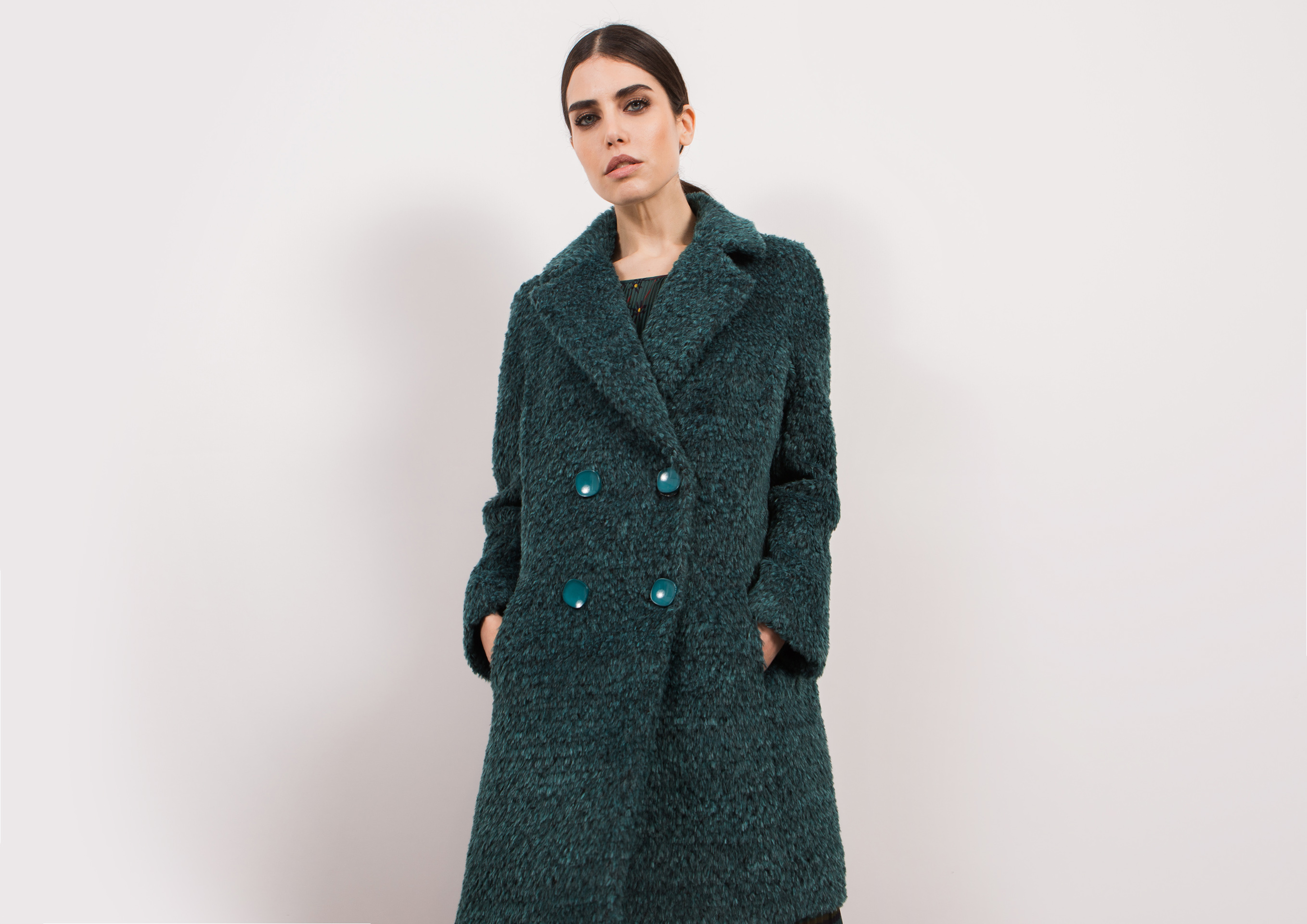 Petrol green wool coat