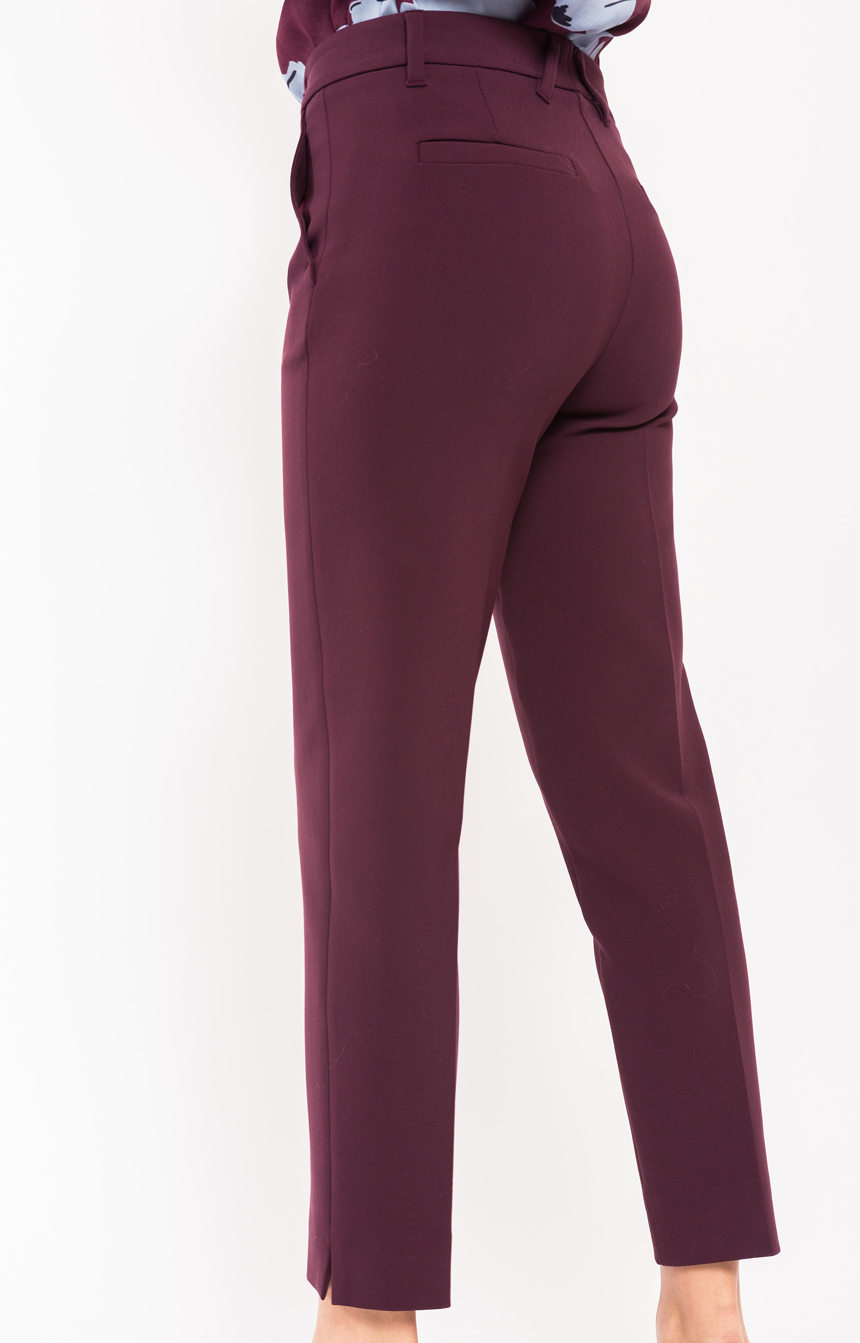Ankle length trousers in aubergine