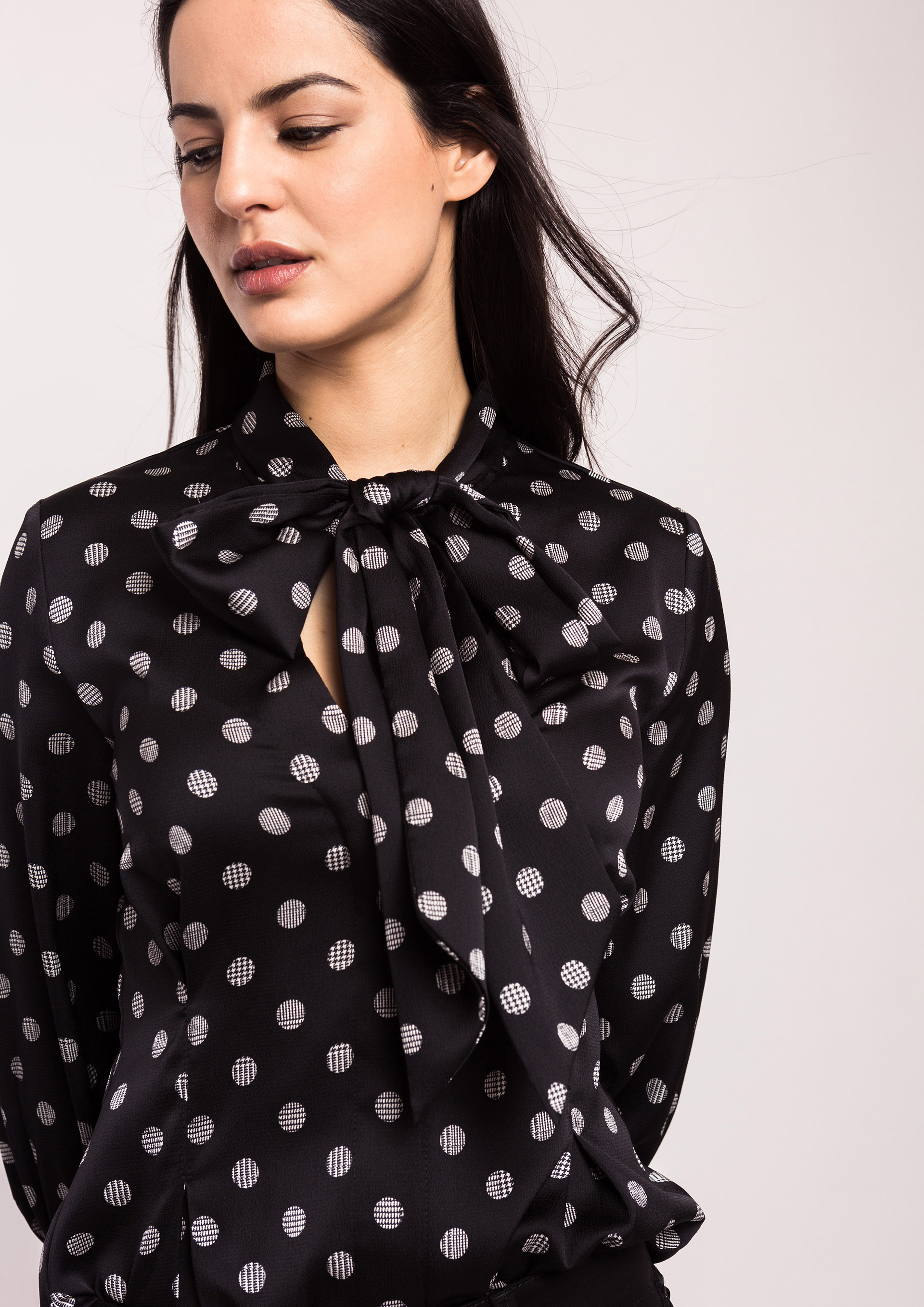 polka dot bow tie blouse