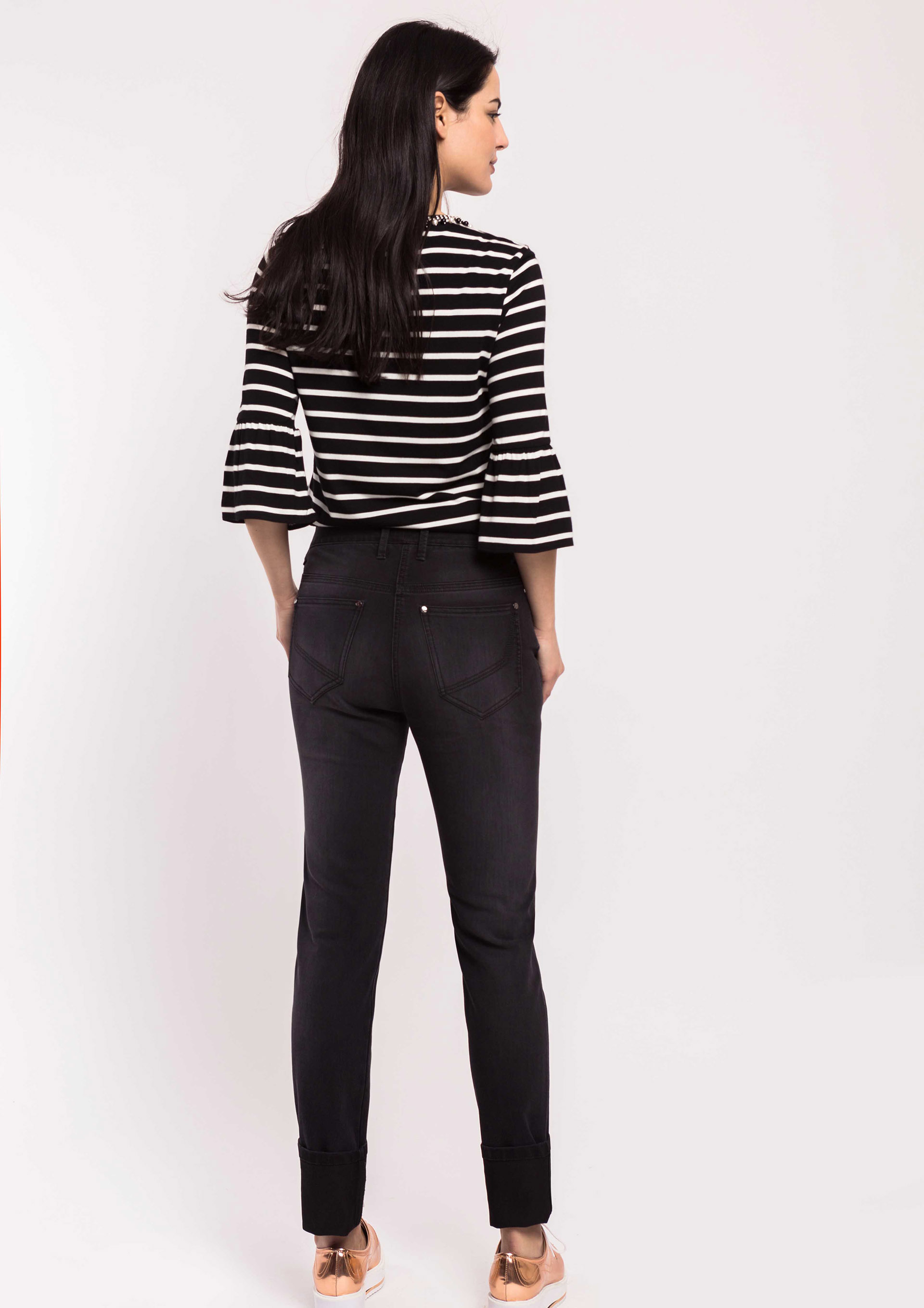 Black stretch denim trousers
