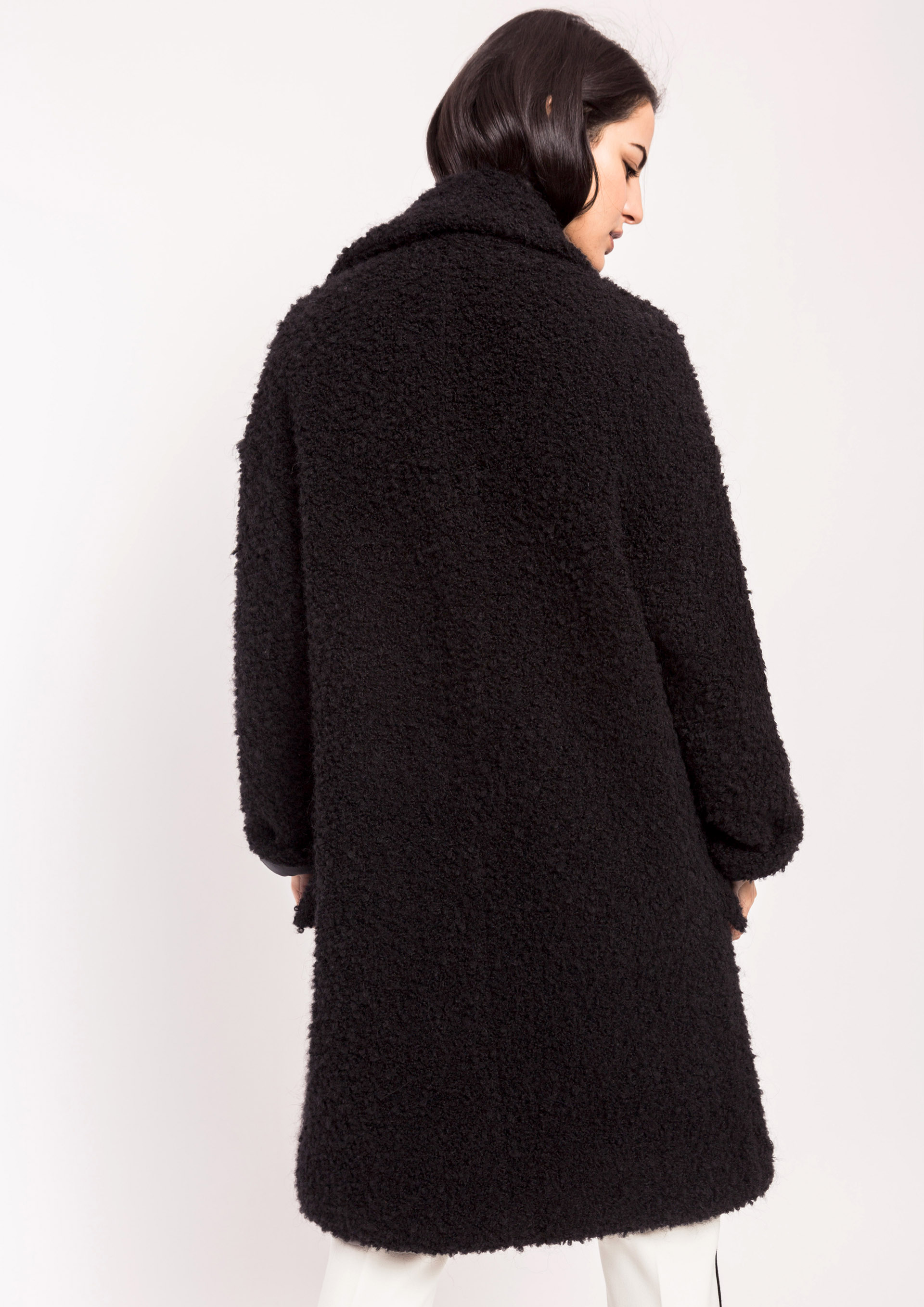 Black bouclé coat