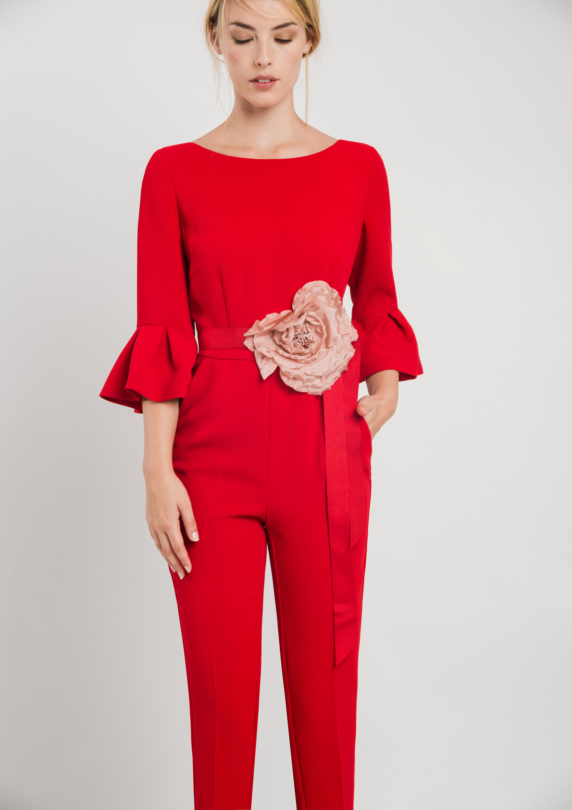 Red special occasion jumpsuit