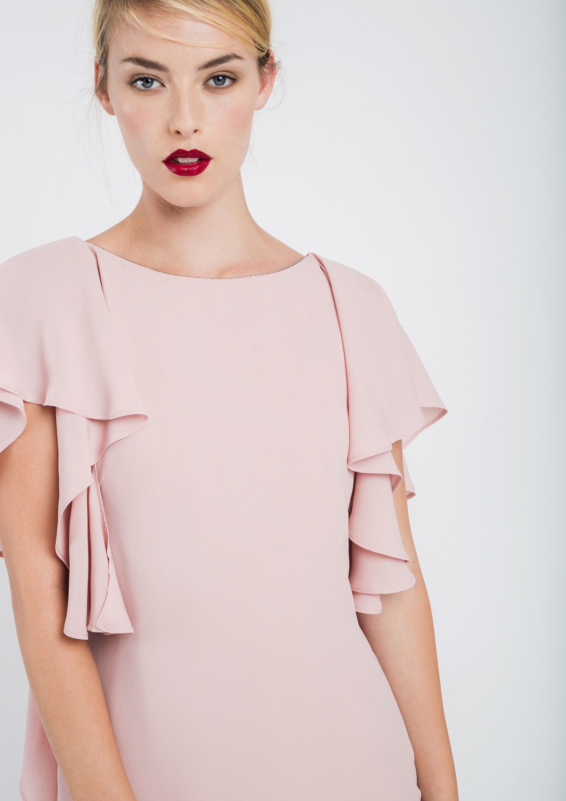Pink special occasion dress with frills