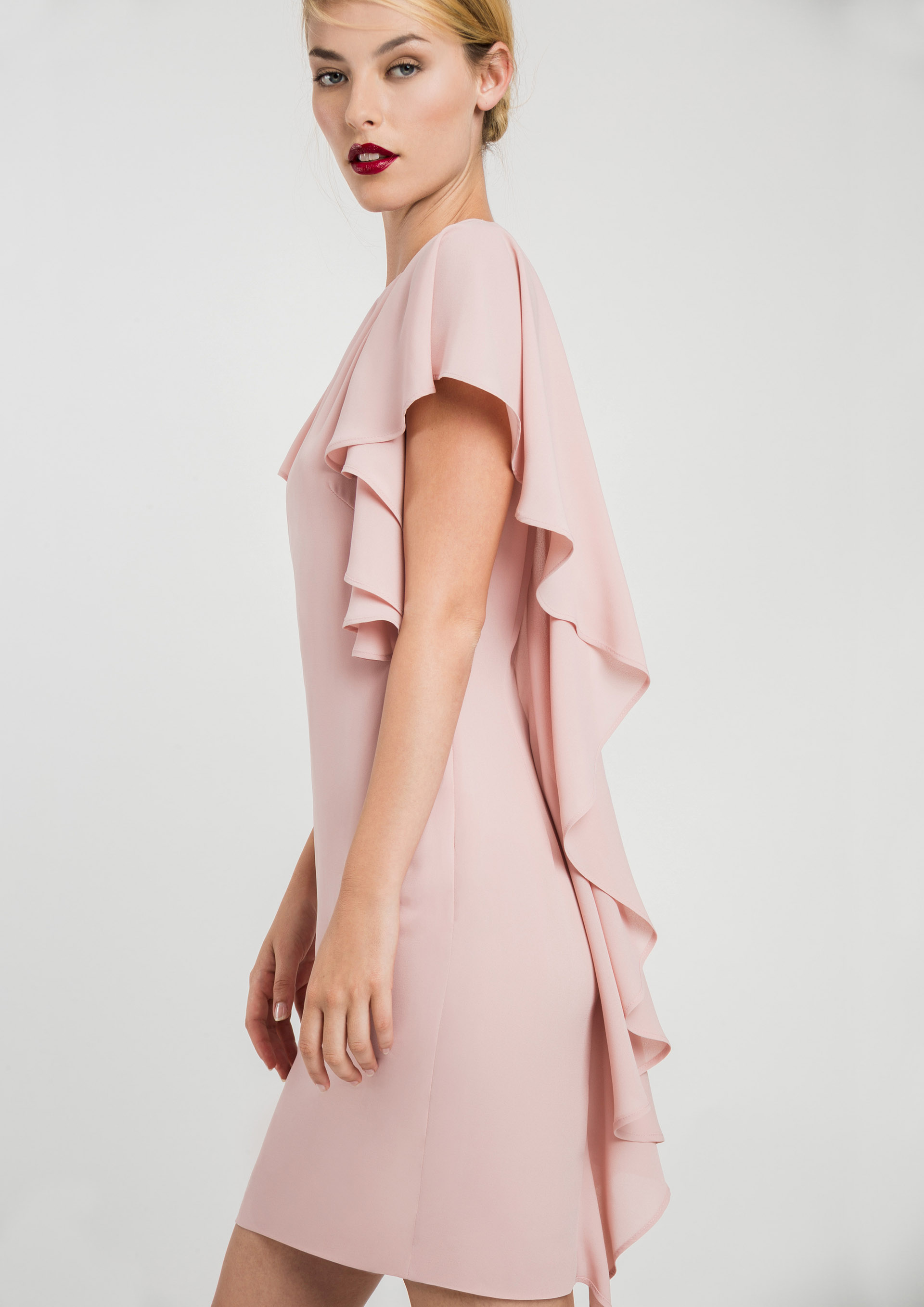 Pink special occasion dress with frills