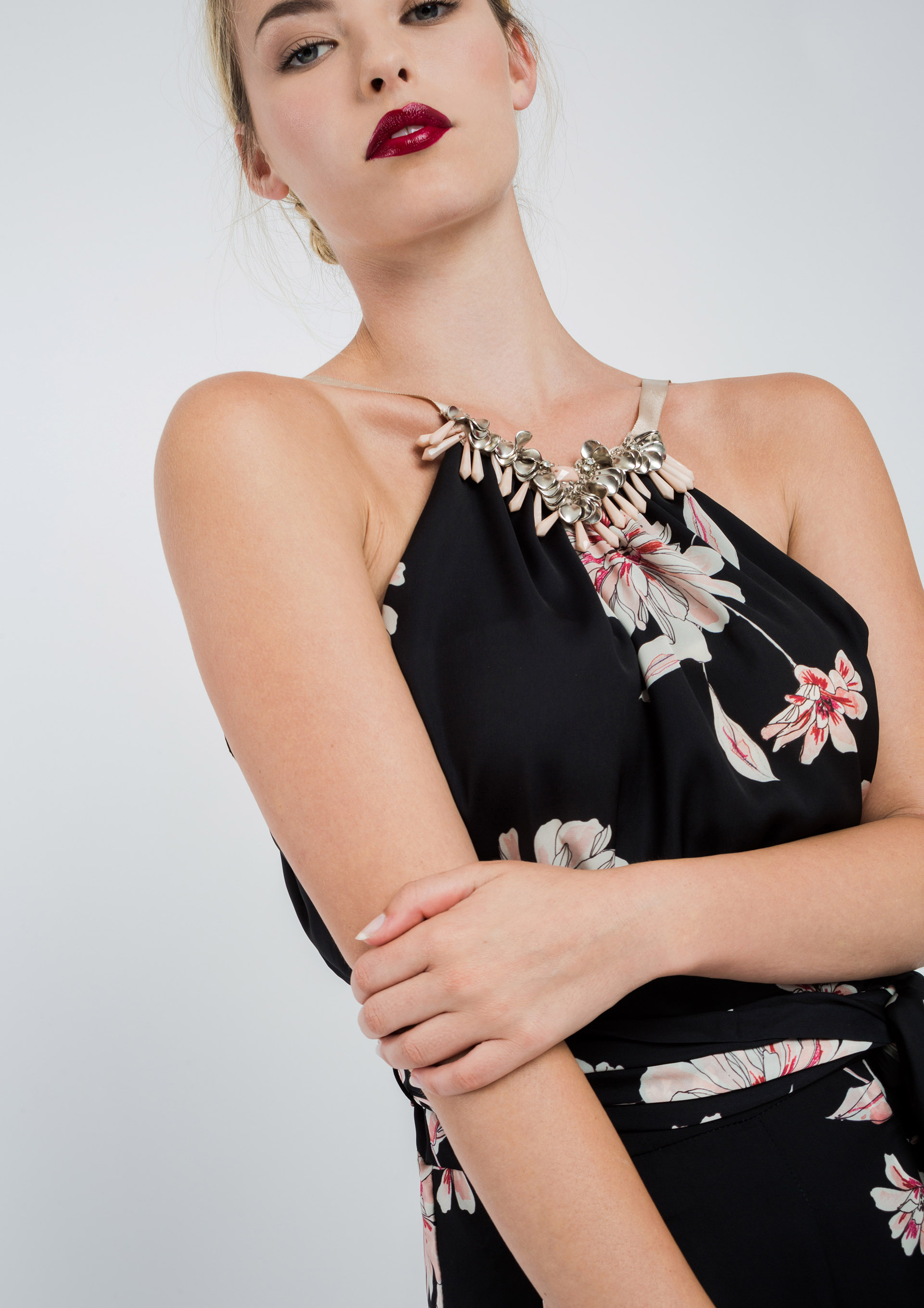 Special occasion print jumpsuit in black