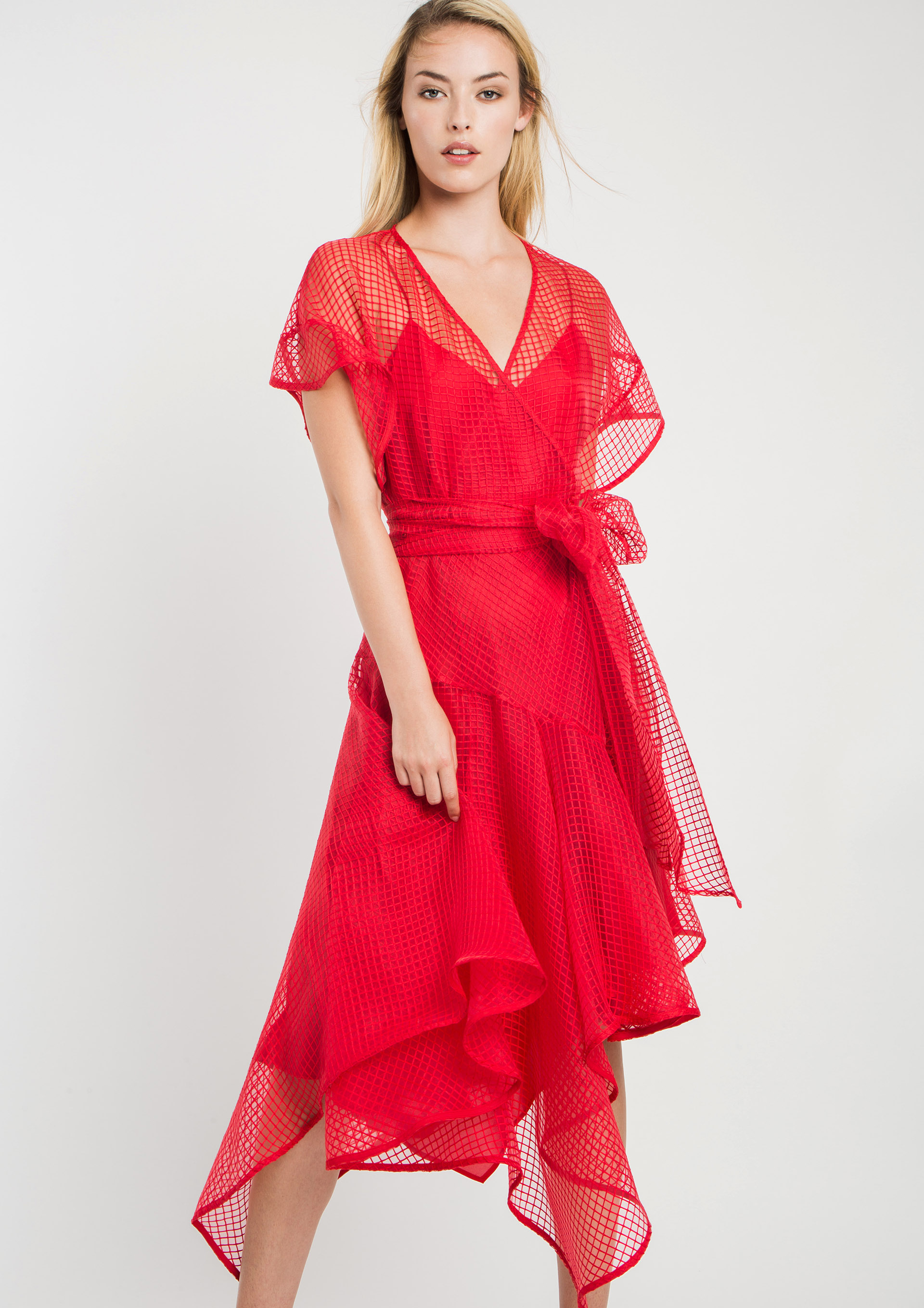 Red asymmetric special occasion dress
