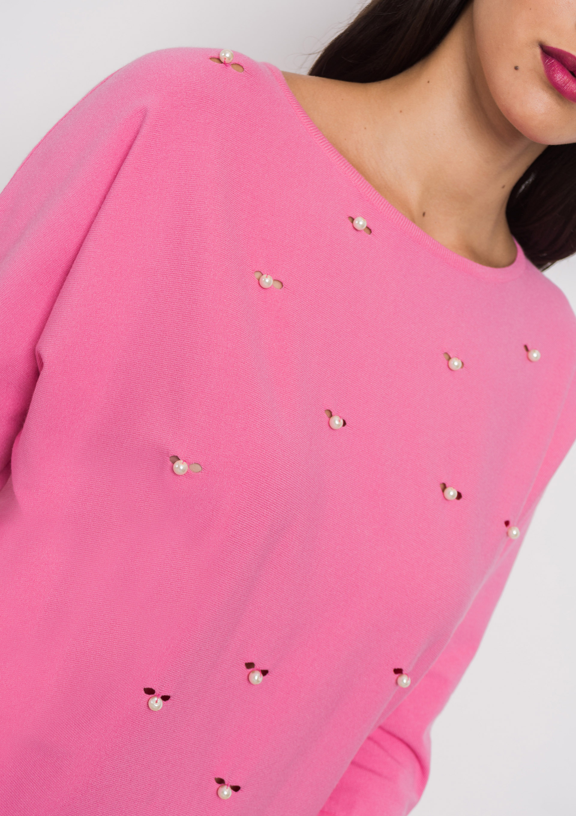 Pink sweater with pearls