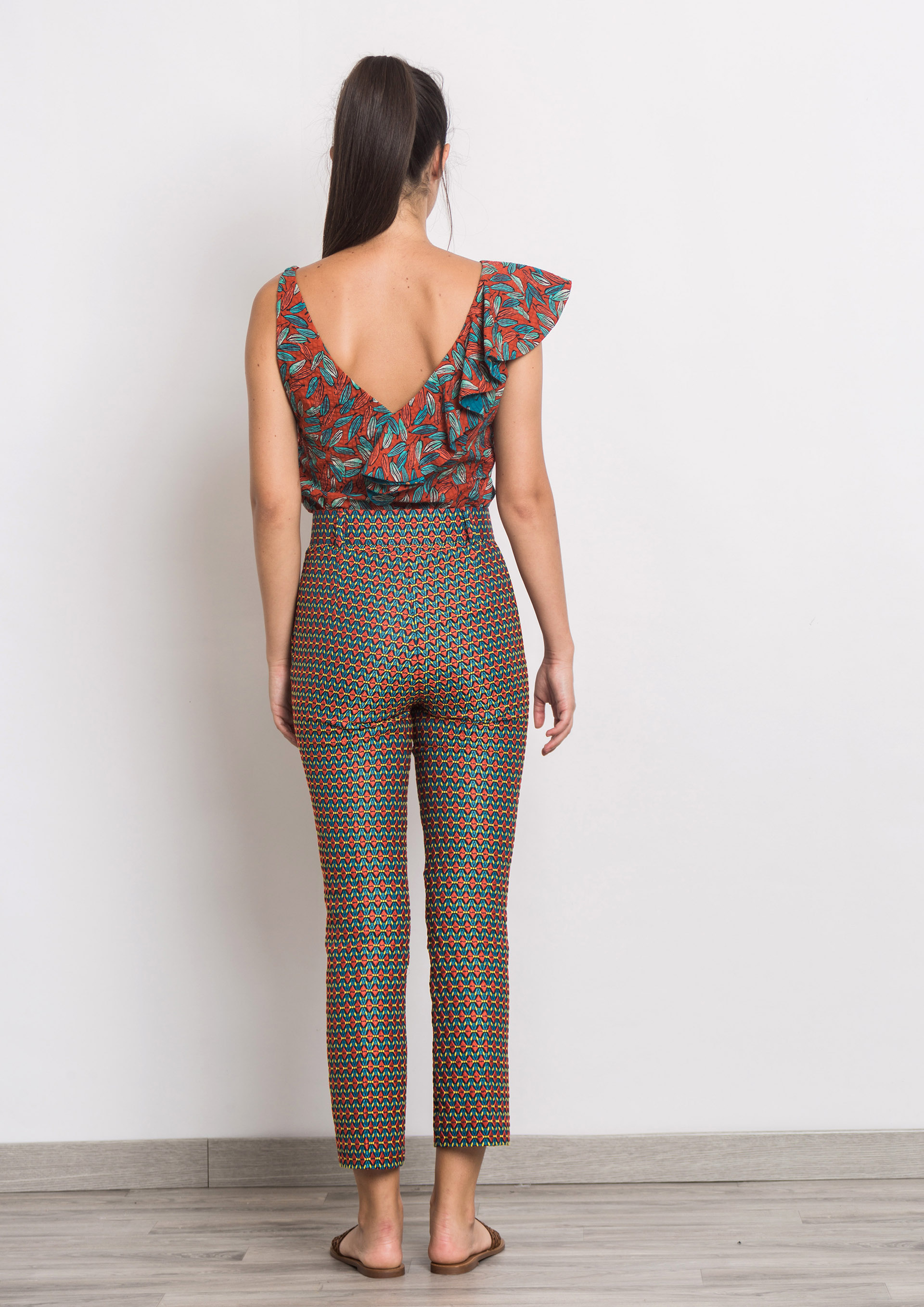 Geometric print trousers