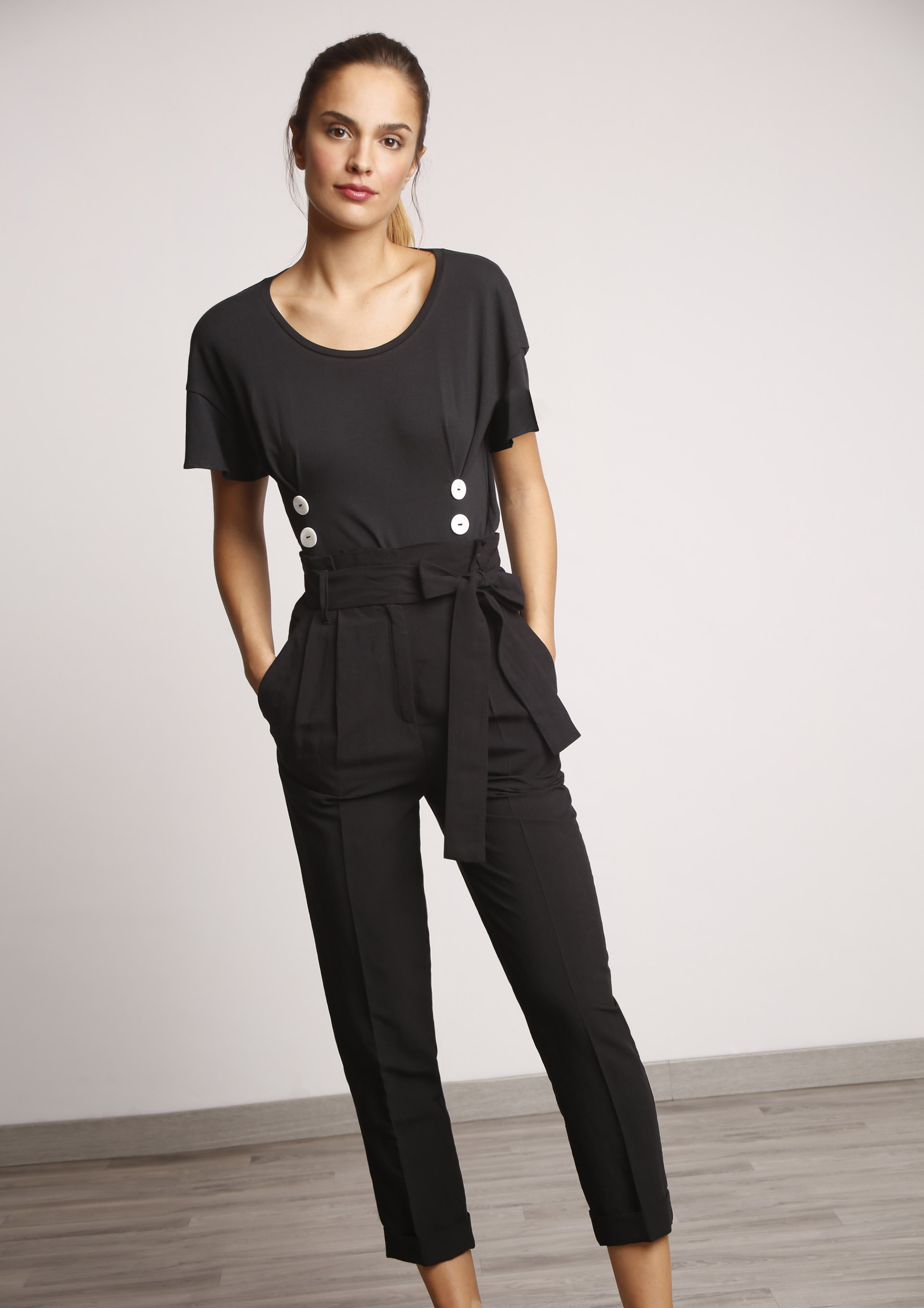 Black ankle length trousers